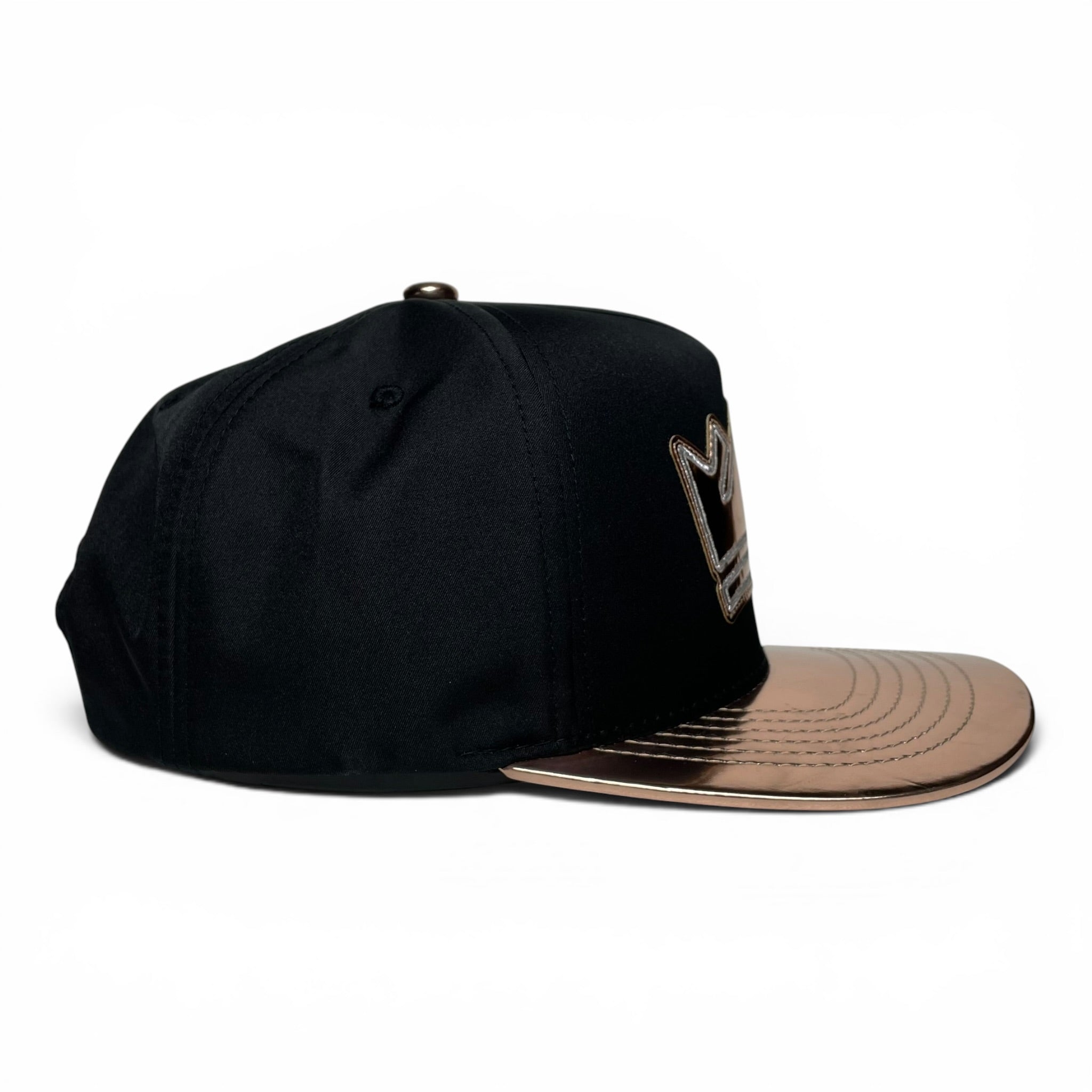 King Crown Snapback Cap, Gold, Vinyl Flat Brim, Hip-Hop Style