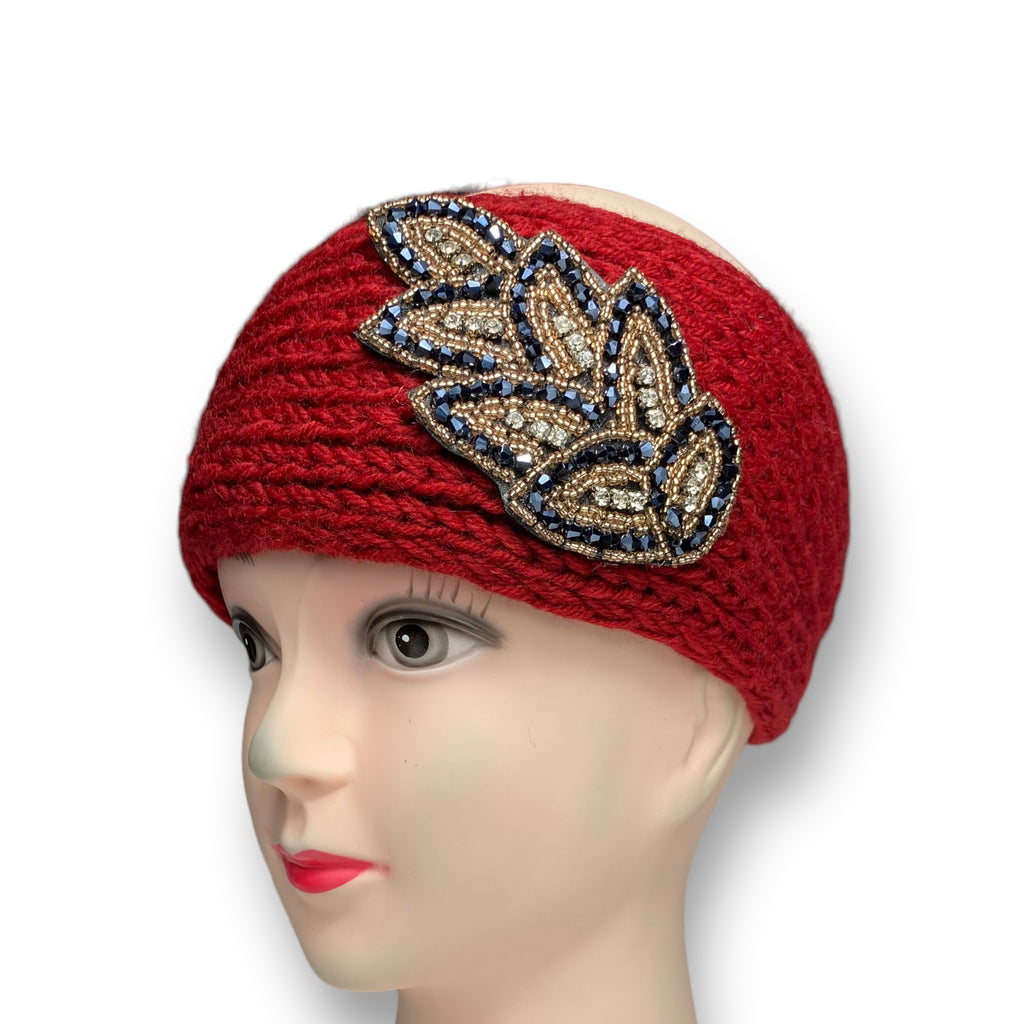 Women's Winter Knit Wool Headband – Ear Warmer Turban Hat - Red