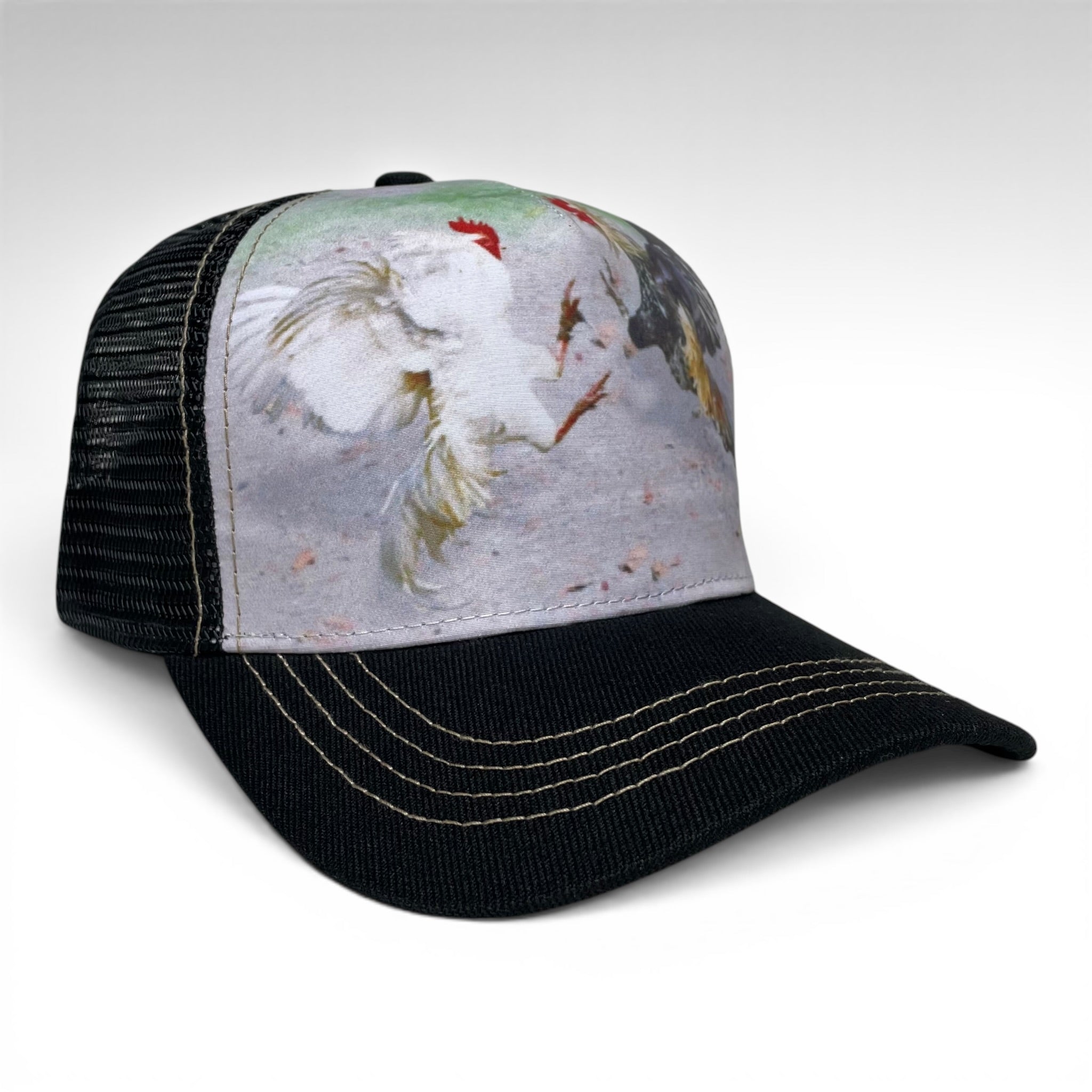 Rooster Cock Fighting Adjustable Baseball Cap, ranch style