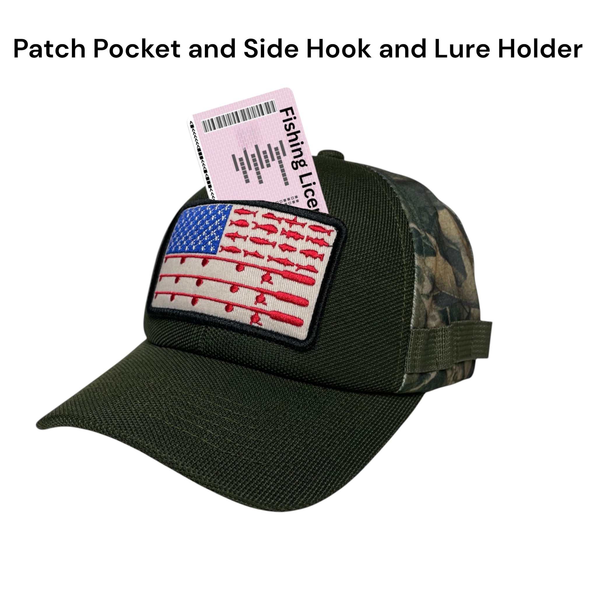 American Flag Embroidered Patch Camo Baseball Cap, Outdoor, Fishing