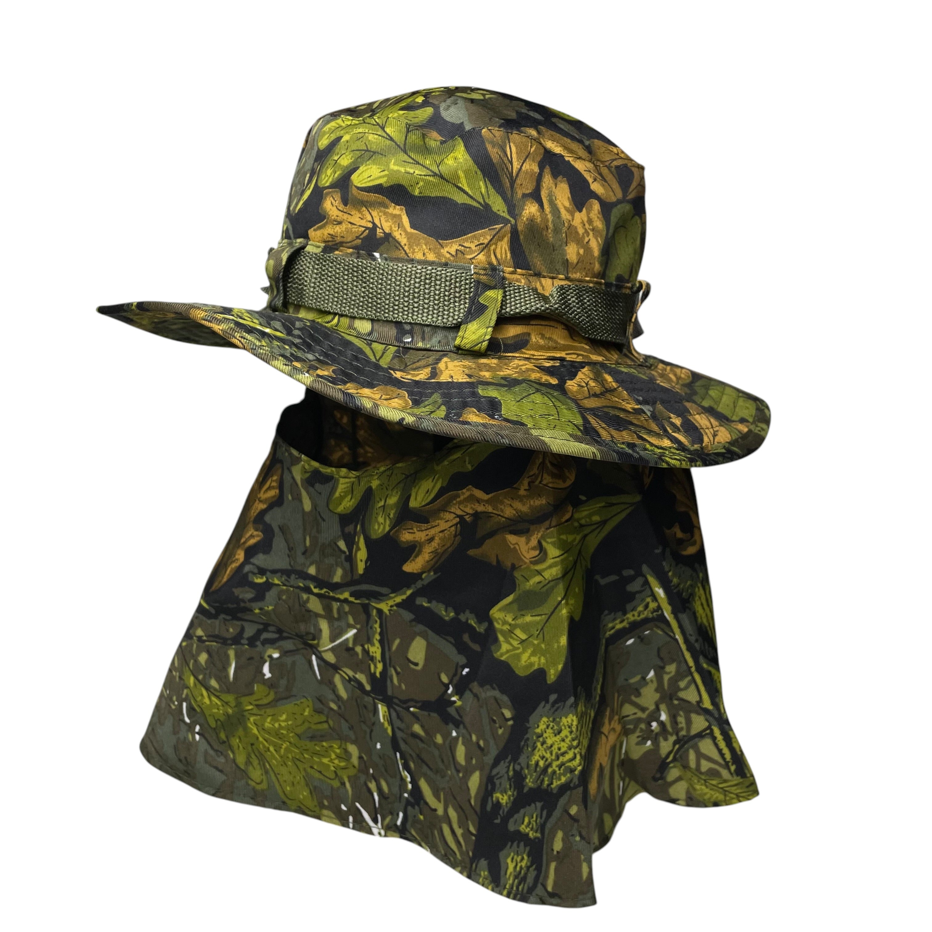 Camouflage Sun Hat, Neck and Face Flap, One Side Removable, Fishing, hunting