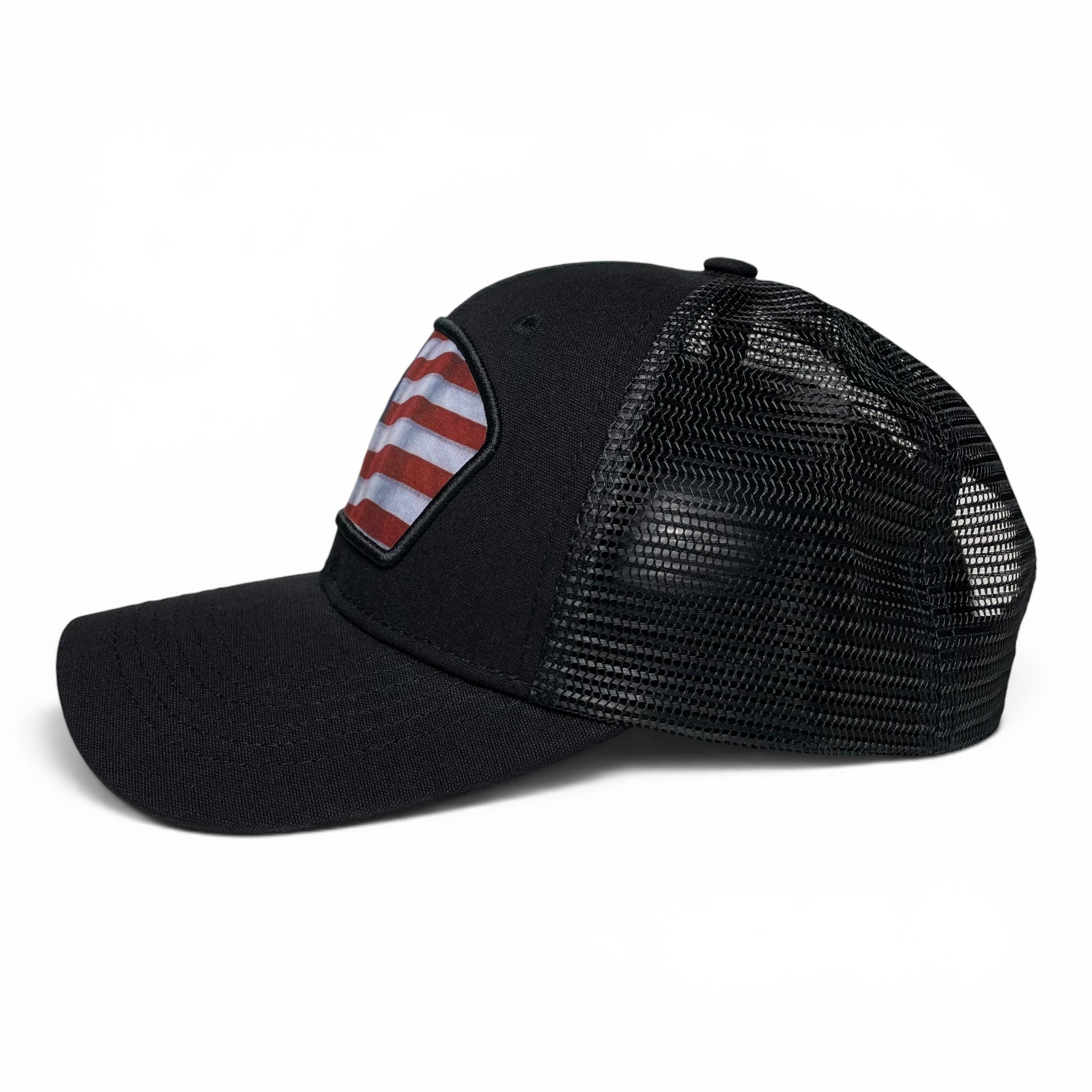 American Flag Patch Trucker Snapback Hat