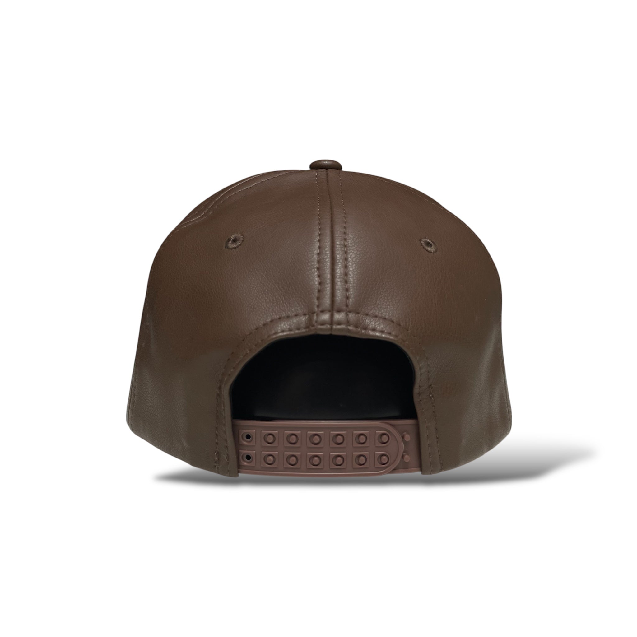 Gorra Western Cowboy Snapback Café de Cuero PU, Doble Caballo Stallion Bordado