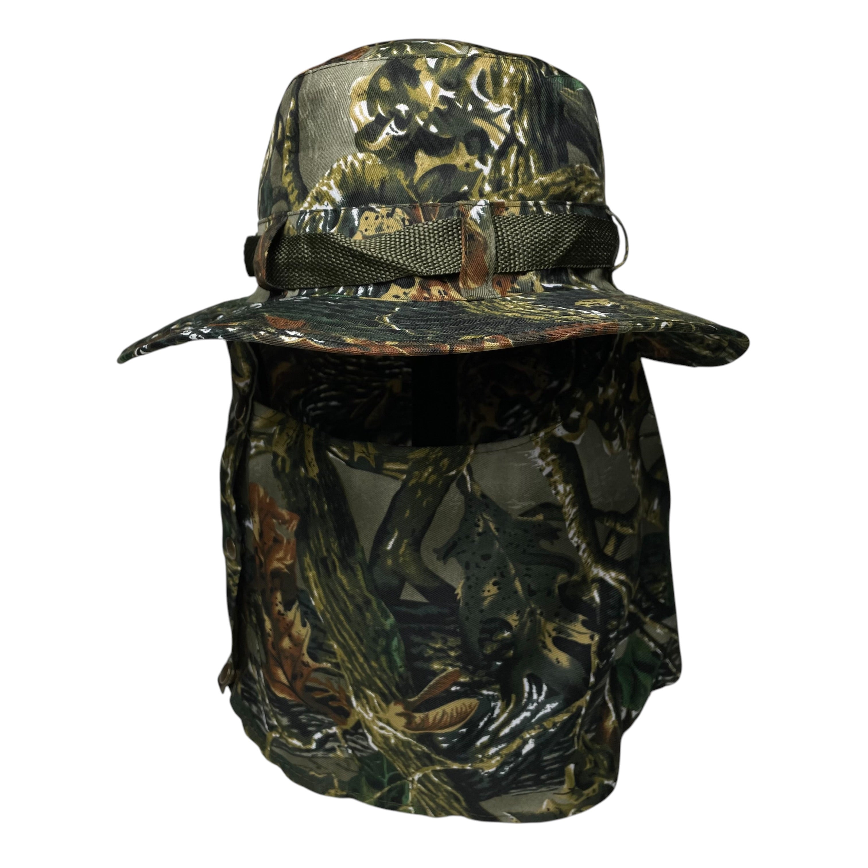 Camouflage Sun Hat, Neck and Face Flap, One Side Removable, Fishing, hunting