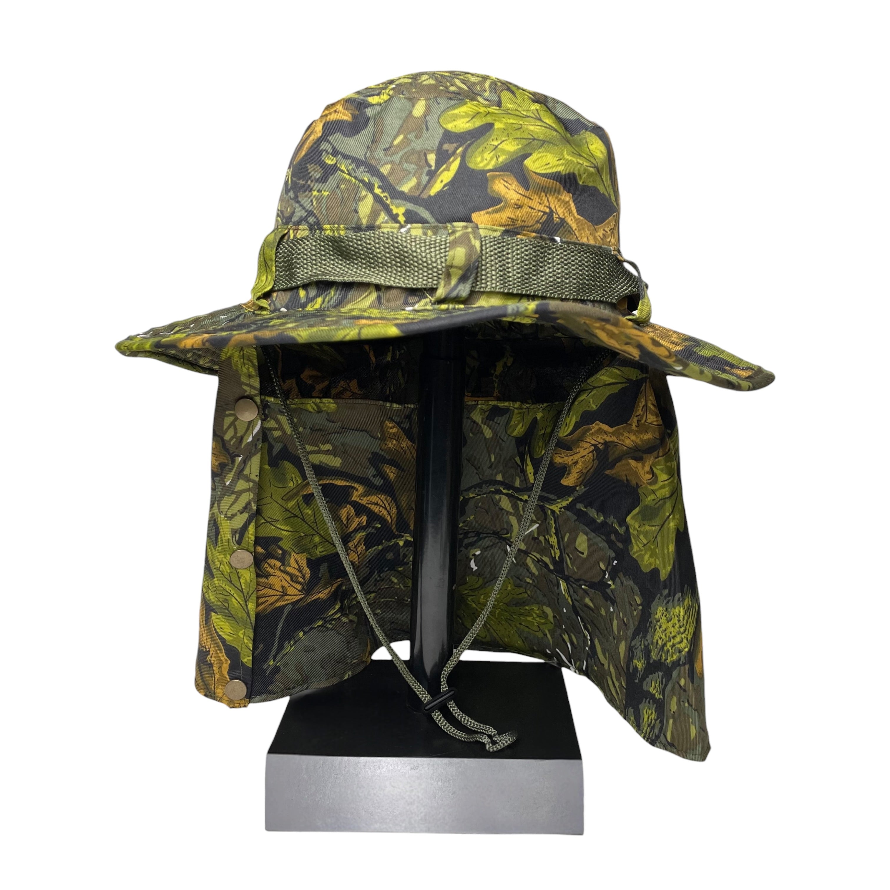 Camouflage Sun Hat, Neck and Face Flap, One Side Removable, Fishing, hunting