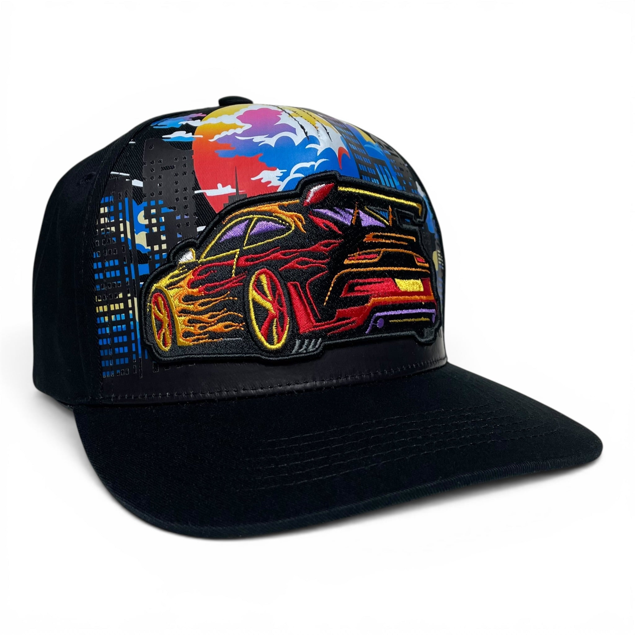 Race New Leader Snapback, Embroidered Racing Car Cap, Black