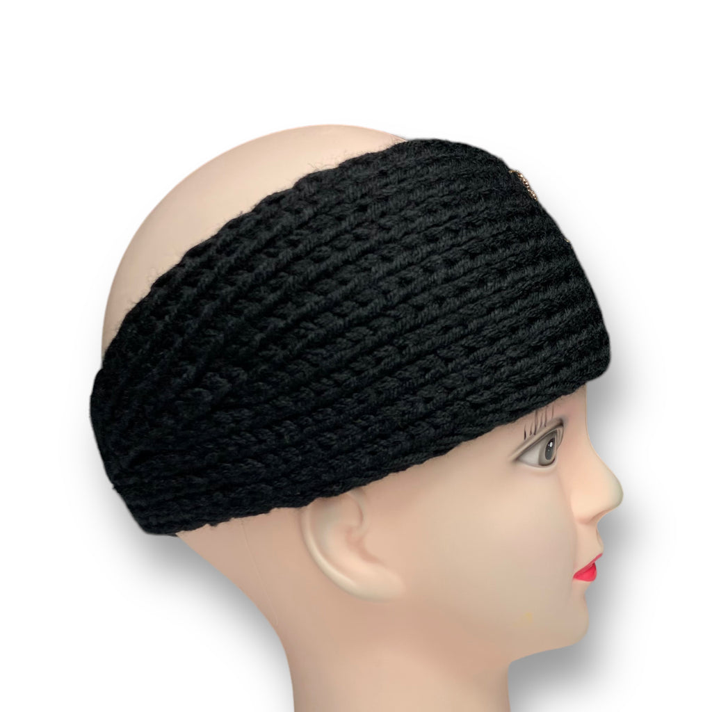 Women's Winter Knit Wool Headband – Ear Warmer Turban Hat - Black