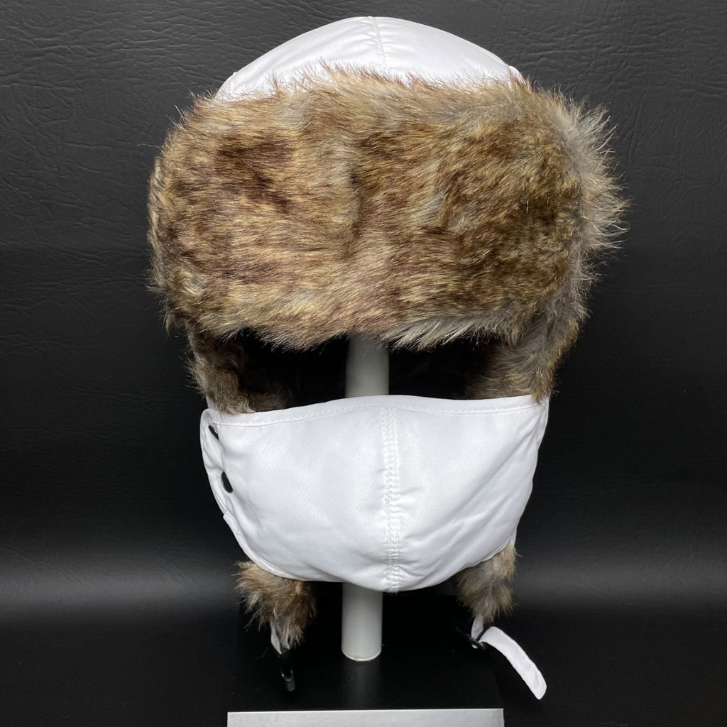 Winter Fur Ear Flap Hat Trapper Chic Russian Trooper Ski Cap Face Mask