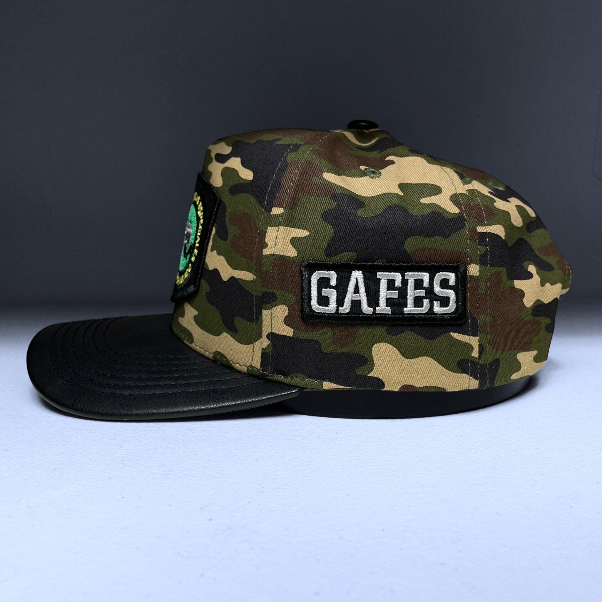 GAFES Mexico Fuerzas Especiales Camo Snapback Hat with PU Leather Brim