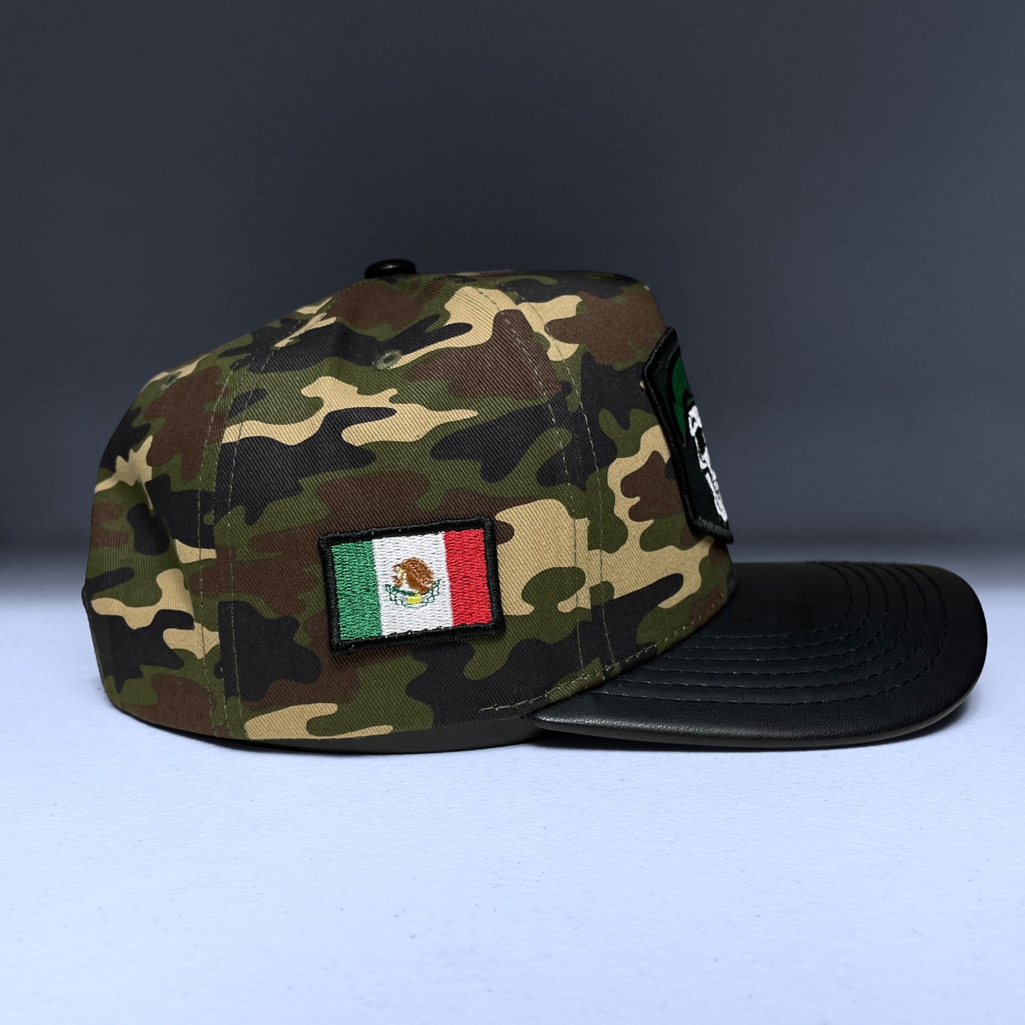 GAFES Mexico Fuerzas Especiales Camo Snapback Hat with PU Leather Brim