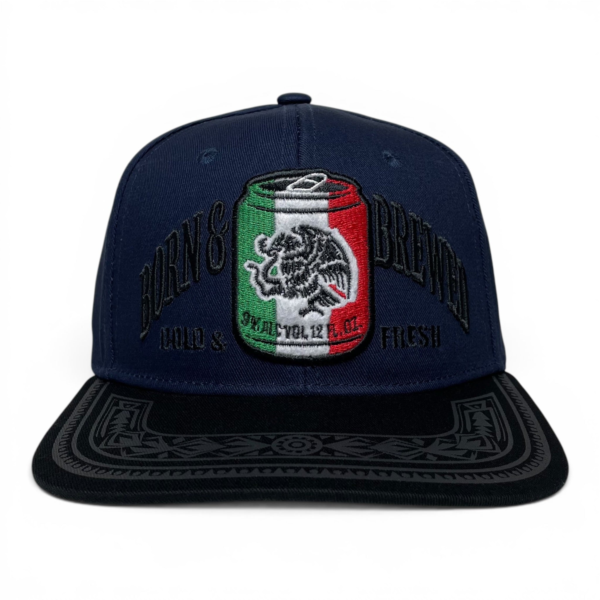 Mexico Beer Eagle Baseball Snapback Cap, Navy, Flat Brim, 3D Embroidered