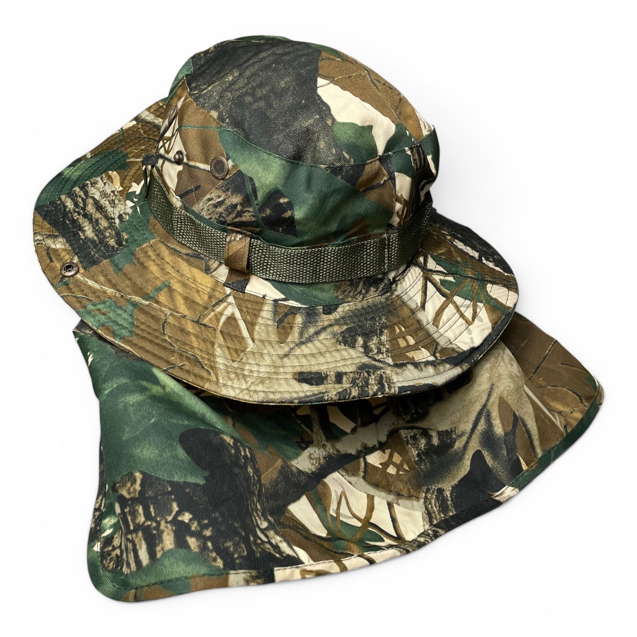 Summer Camouflage Boonie Hat, Wide Brim, Neck Flap, Fishing, Hunting