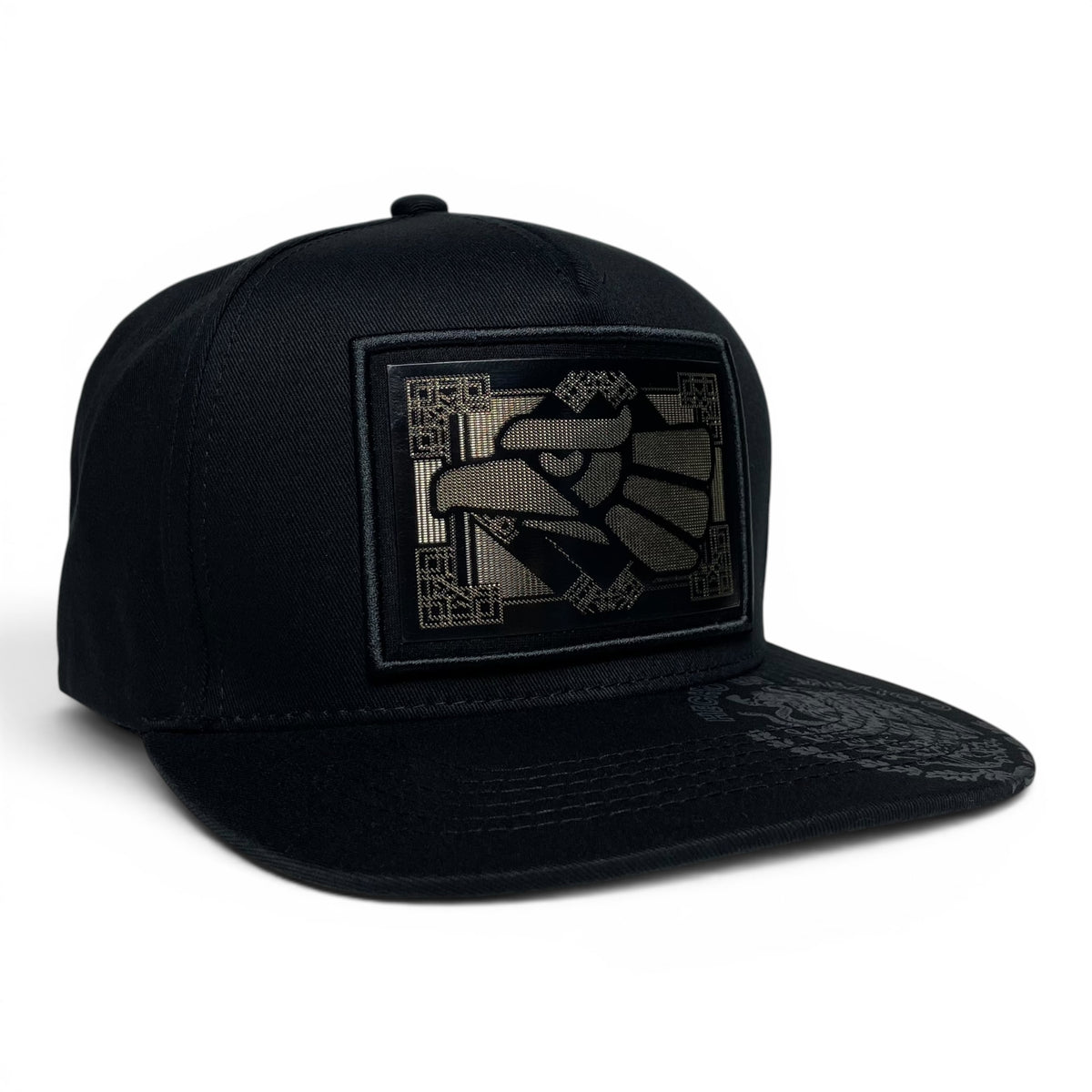 Hecho en Mexico Golden Mexican Eagle Rubber Patch Snapback Cap – Black