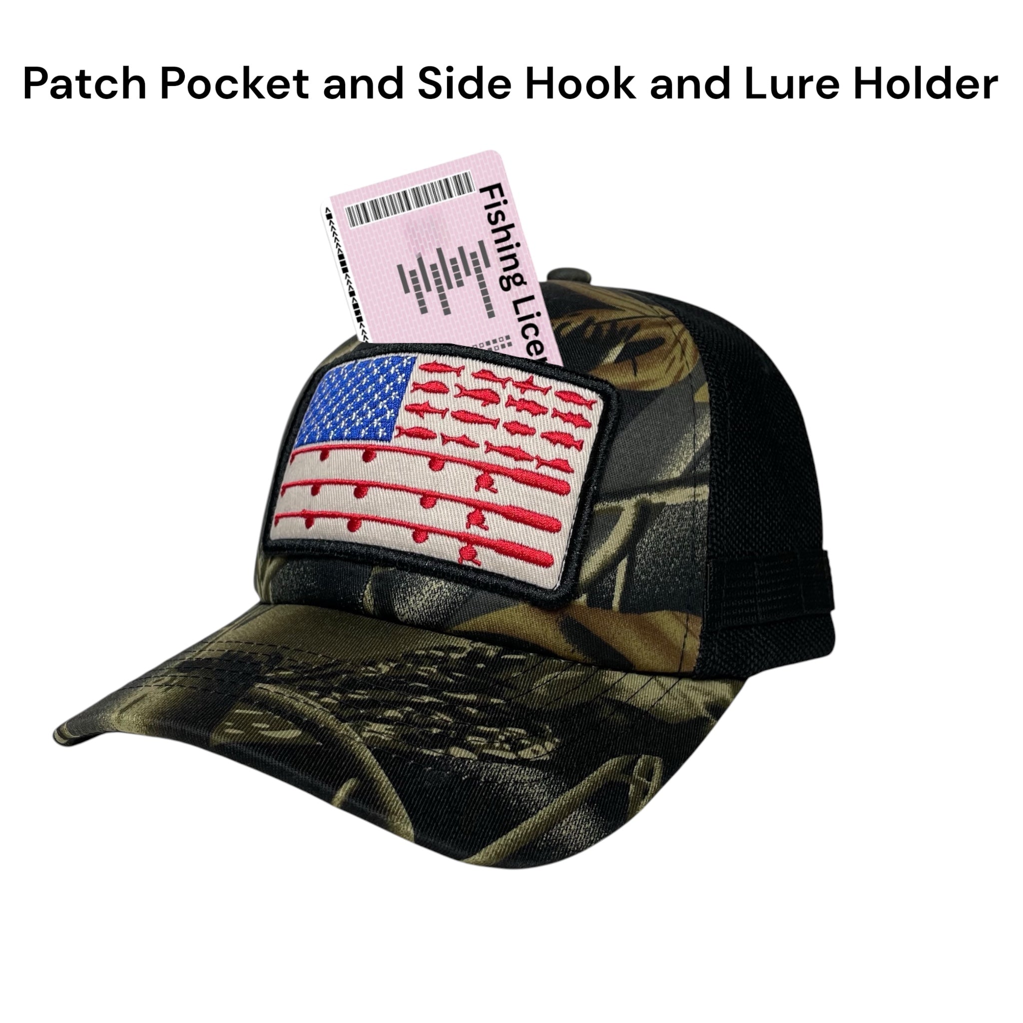 USA American Flag Embroidered Patch Camo Baseball Cap, Fishing Hat