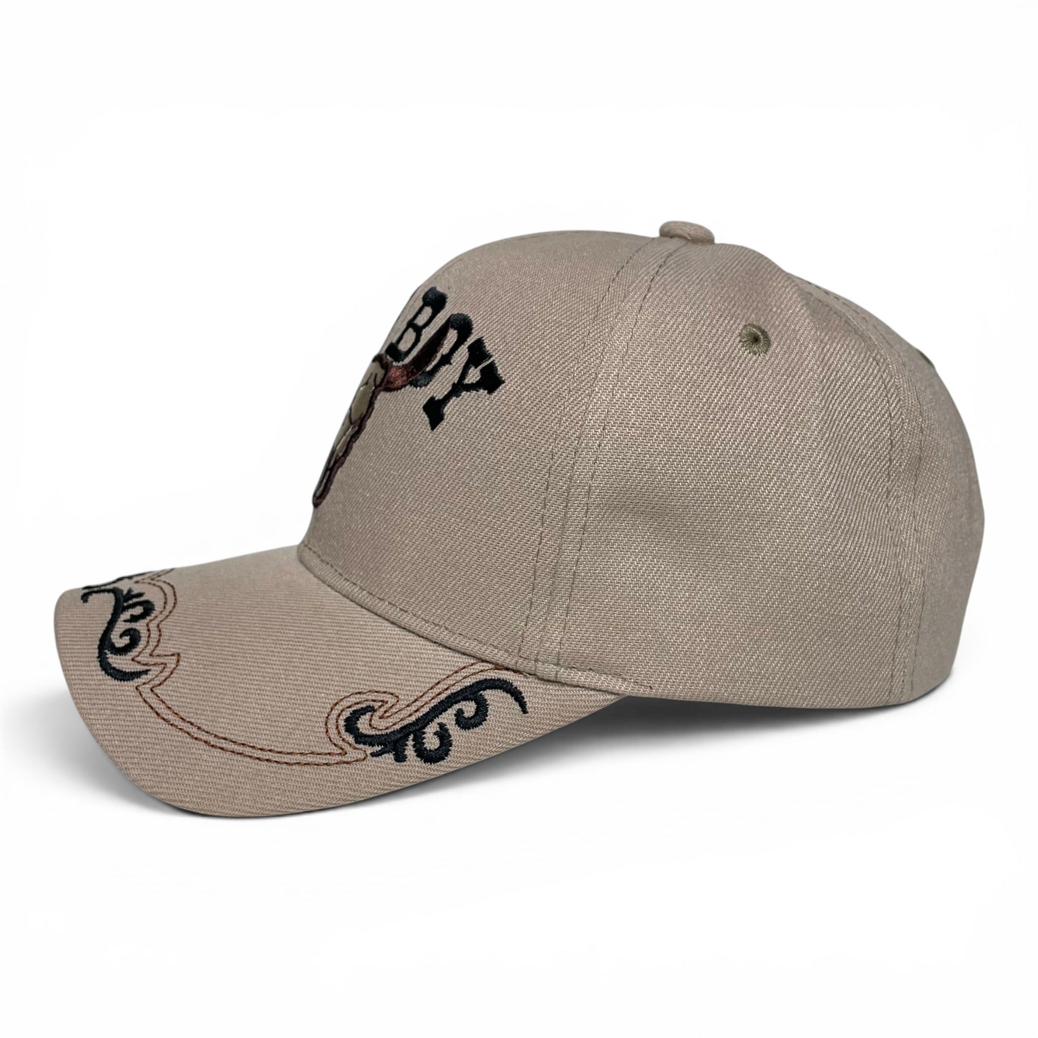 Cowboy & Longhorn Steer Skull Embroidered Baseball Cap – Western Hat, Adjustable