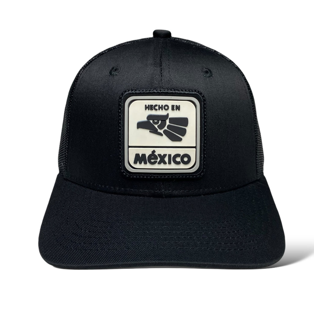 Trucker Cap with 3D PVC Rubber 'Hecho en México' Patch | Black Mesh Snapback Hat