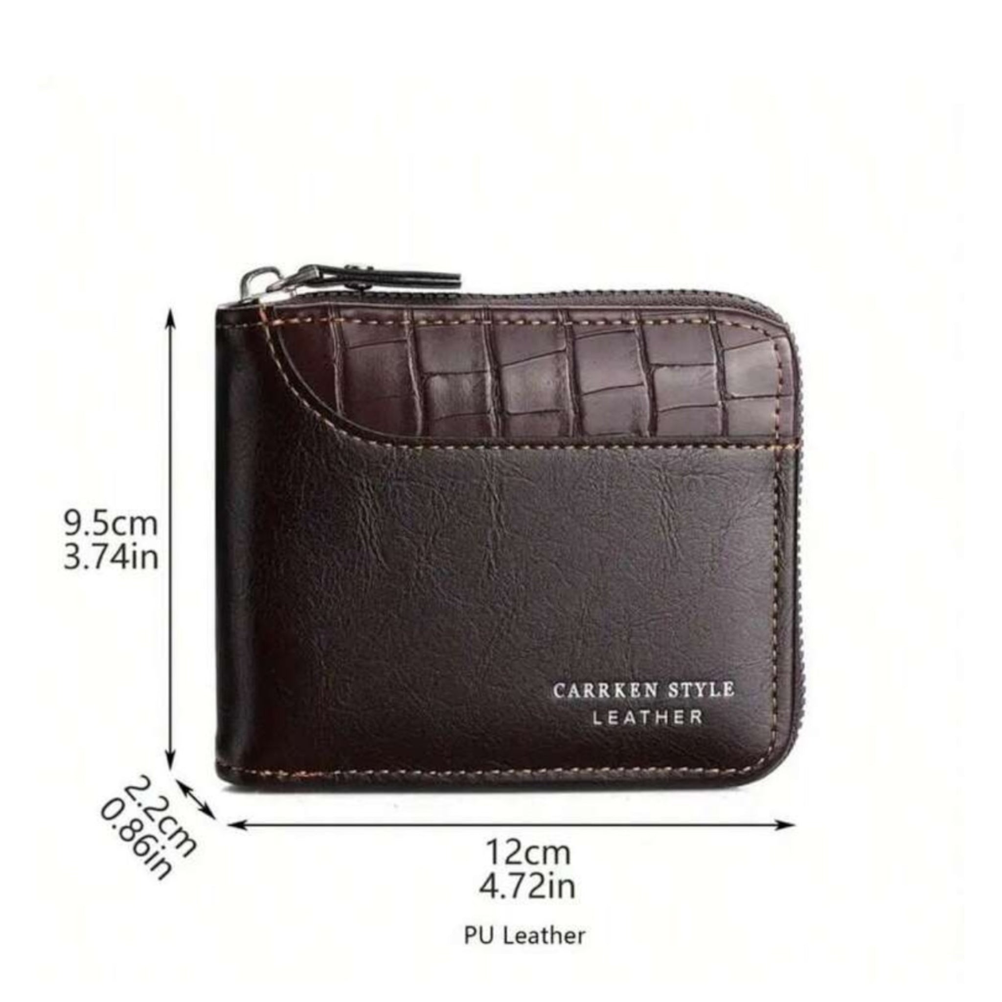 Carrken Style Leather Men's Brown Bifold Zipped Around wallet