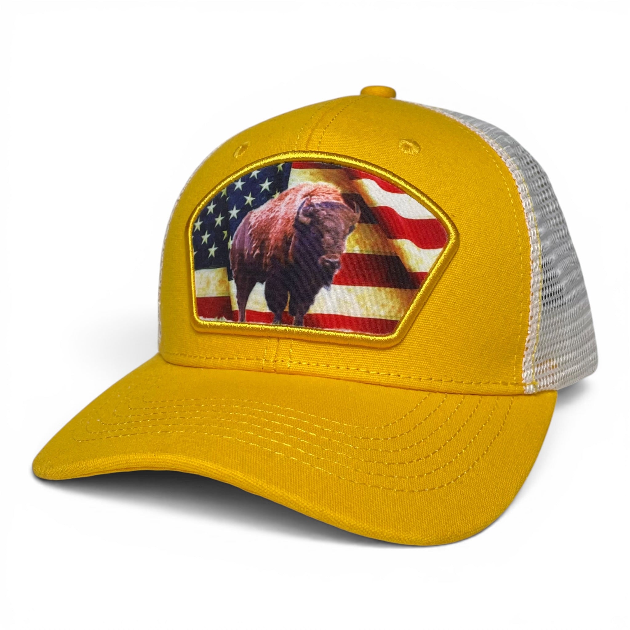 United States USA Flag Buffalo Patch Snapback Trucker Baseball Cap
