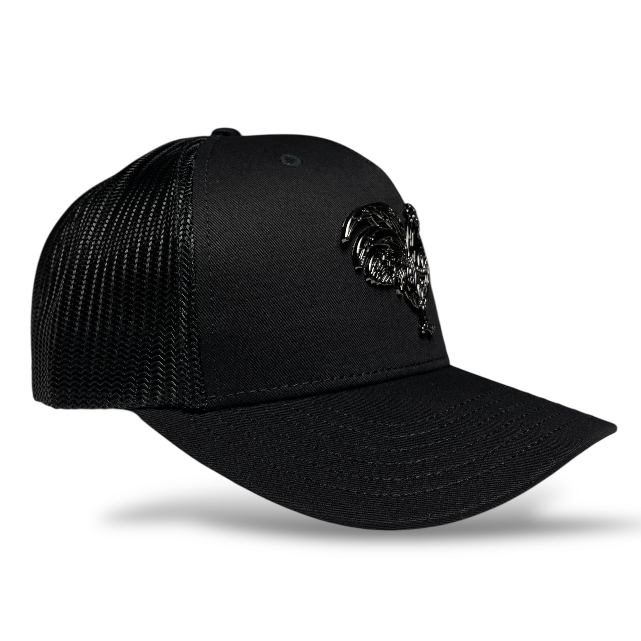 Rooster Metal Emblem Cowboy Rodeo Western Trucker Hat