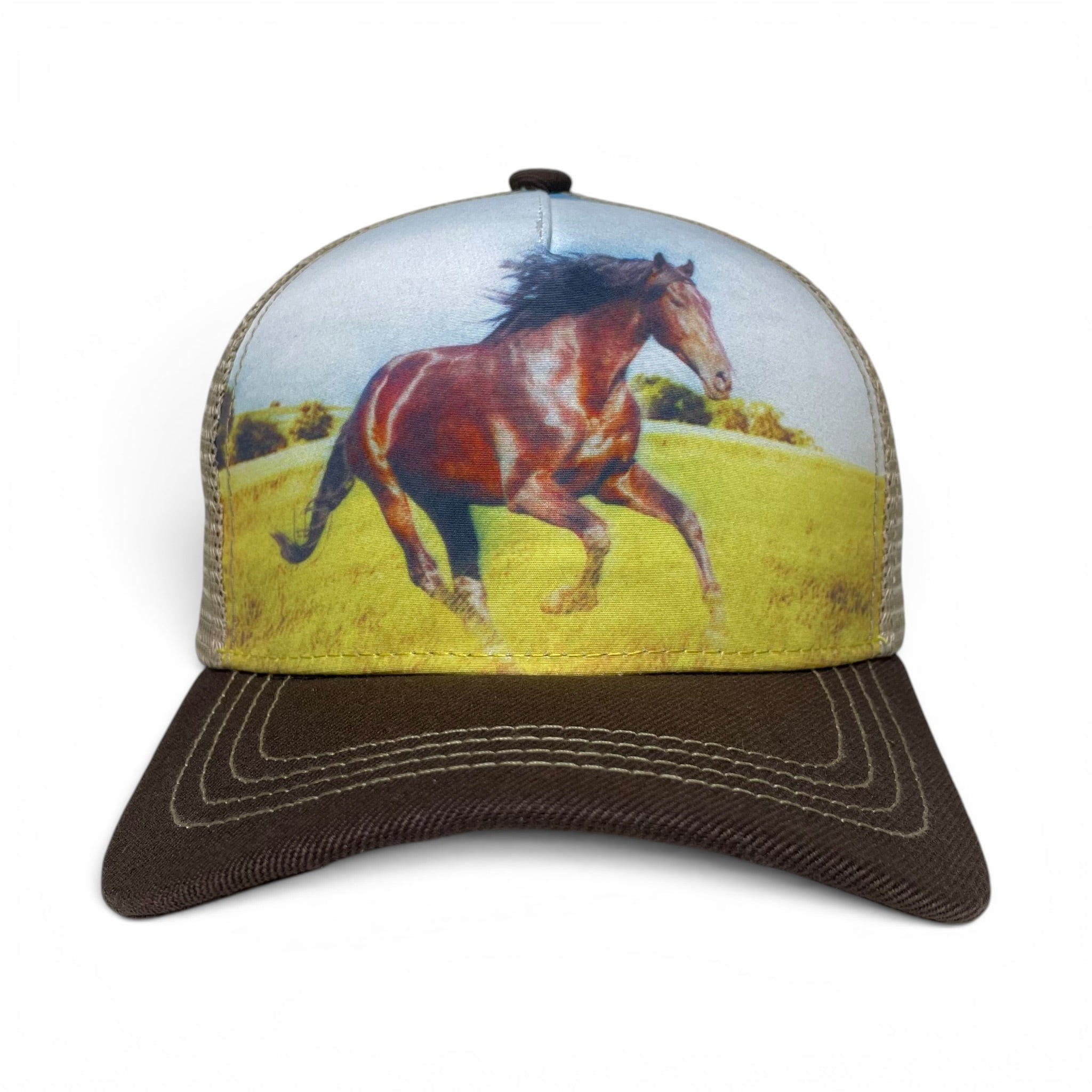 Bronco Horse Riding Snapback Hat, Western Style Cap, Mesh Back