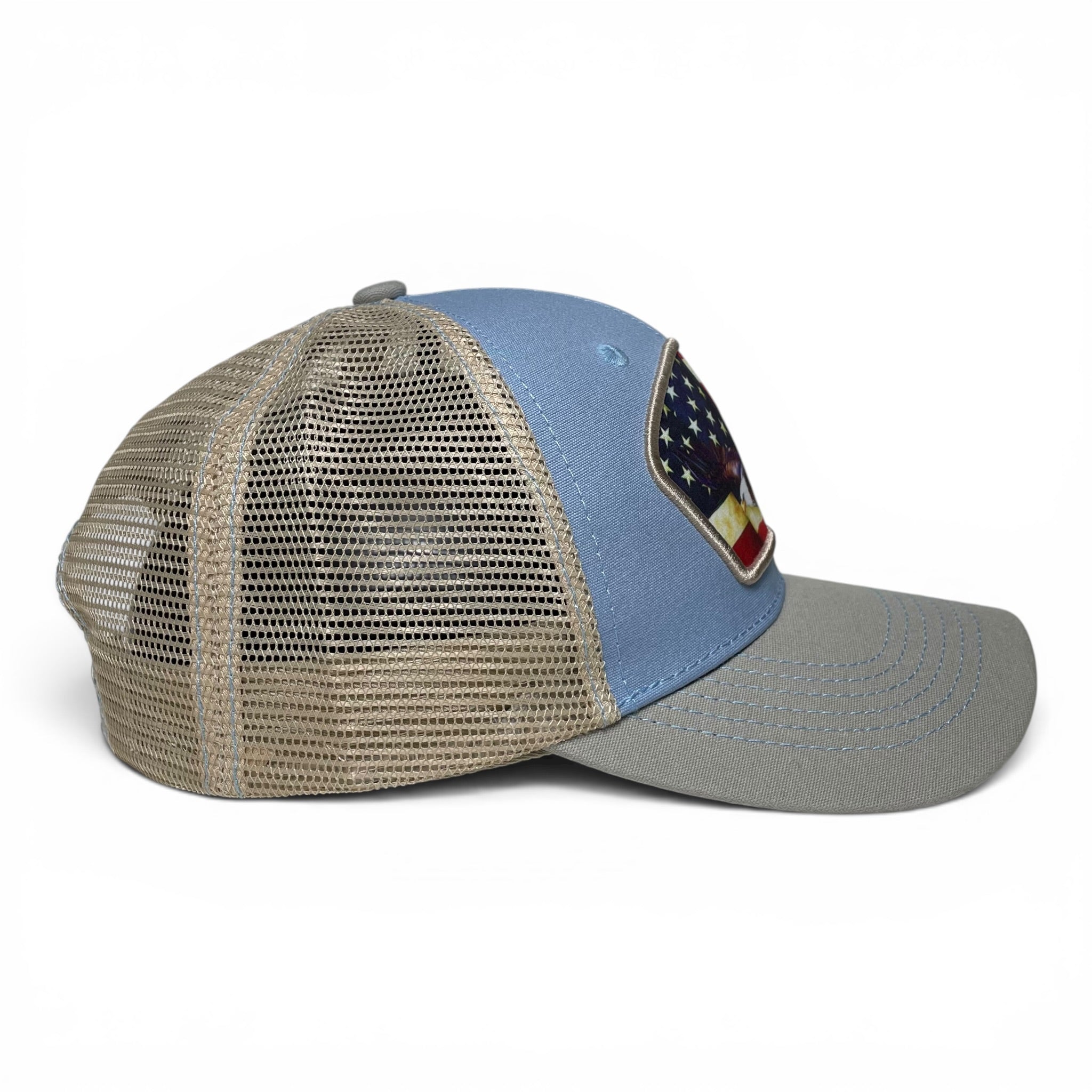 American Eagle United States Flag Patch Snapback Baseball Cap, Mesh Back