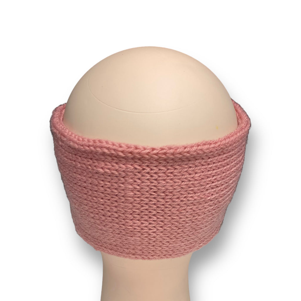 Women's Winter Knitted Ear Warmer Headband with Pearl Beads – Pink