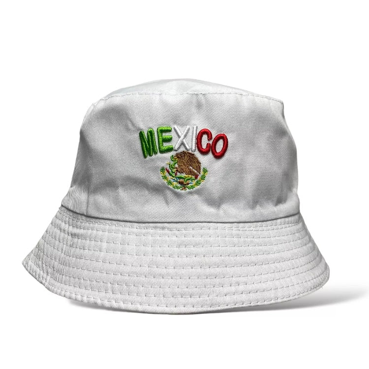 Mexico Flag Embroidered Bucket Hat - Sun Protection, Hiking, Fishing, Beach Hat