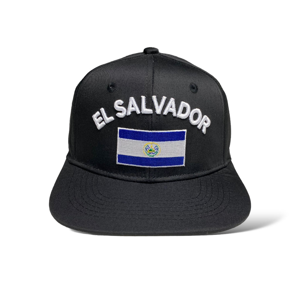 El Salvador Flag Embroidered Flat Brim Snapback Cap - Patriotic Salvadoran Hat