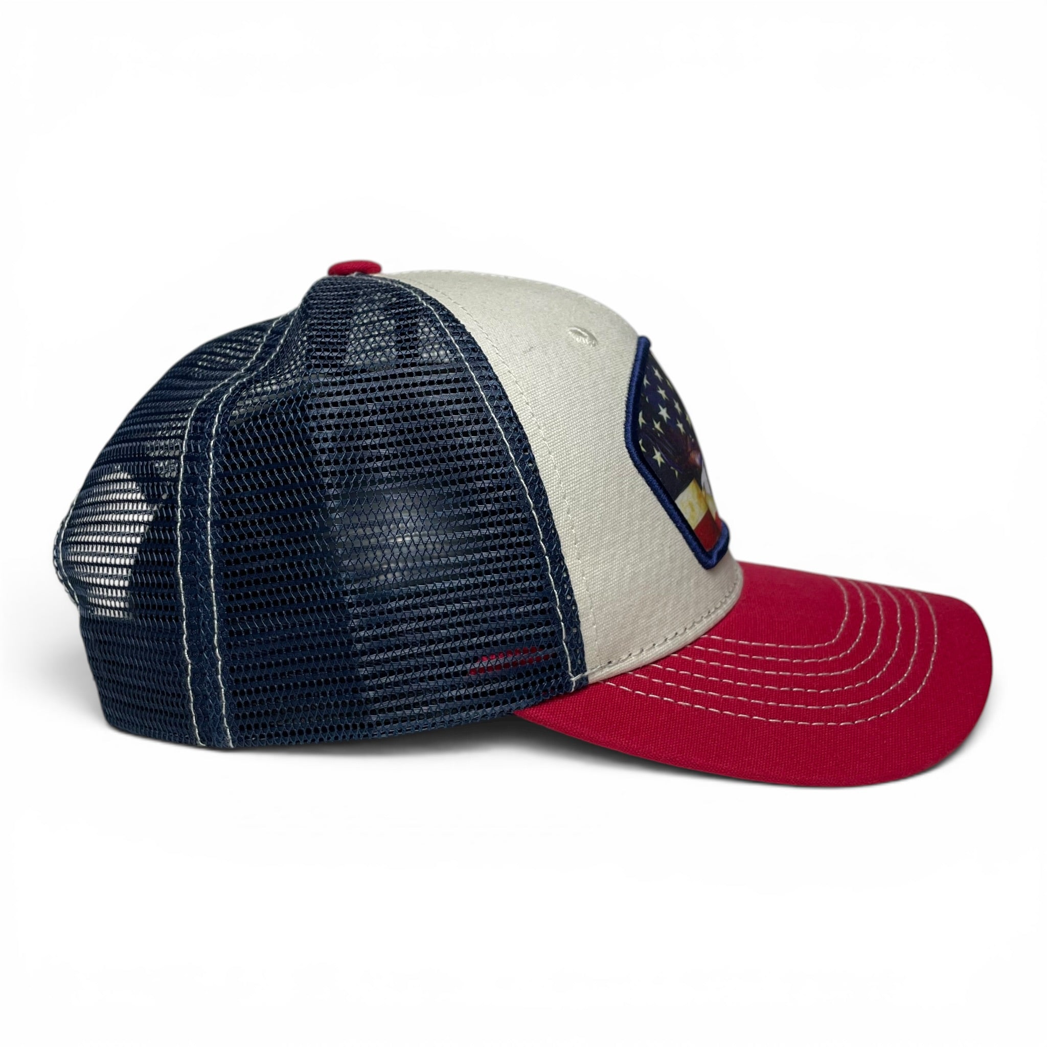 American Eagle United States Flag Patch Snapback Cap, Mesh Back