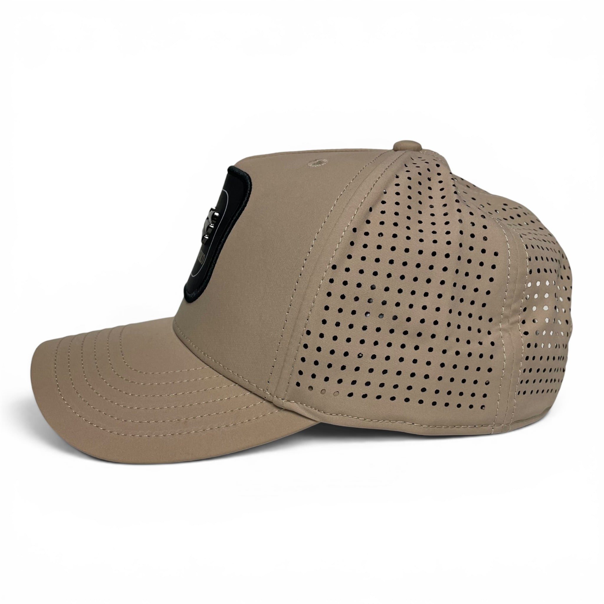 Hecho en Mexico Eagle Logo Baseball Cap, Beige Laser Cut, Snapback