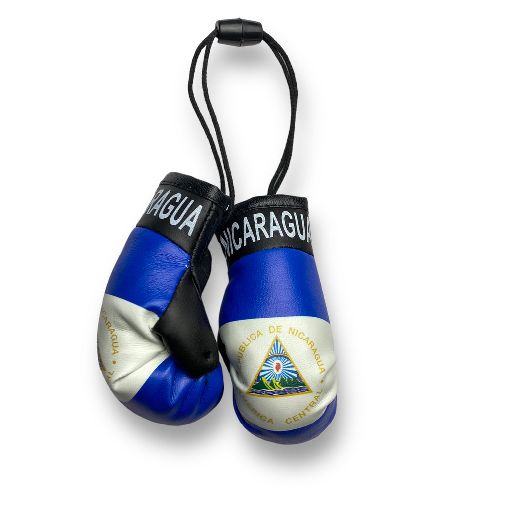 Mini Boxing Gloves with Nicaragua Flag - Ideal for Car Rearview Mirror Mini Banner Display