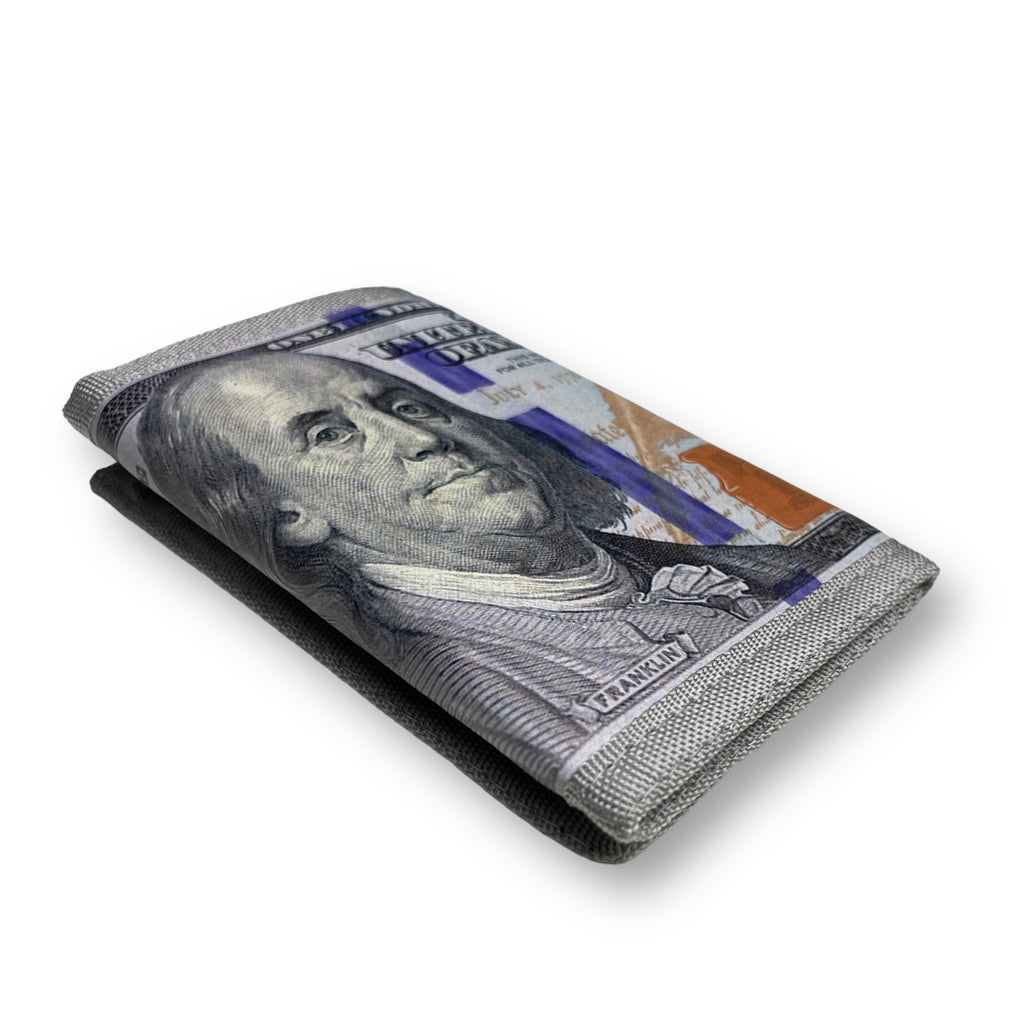 Wholesale 100 Dollar Bill Printed Trifold Wallet