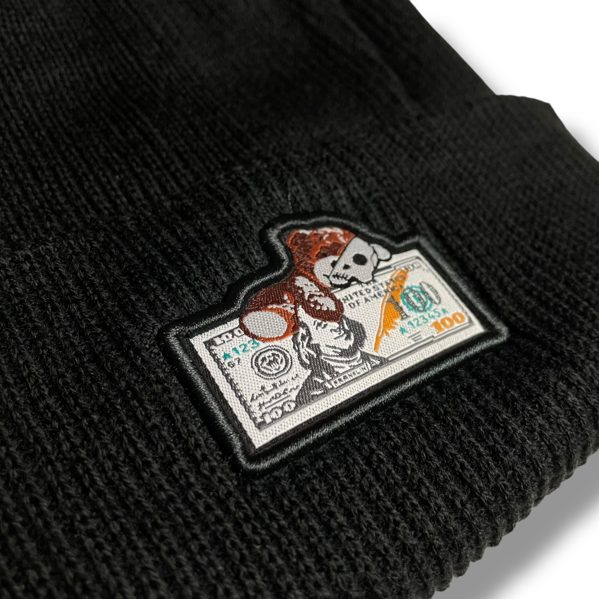 100 Dollar Bill Patch Winter Beanie Hat