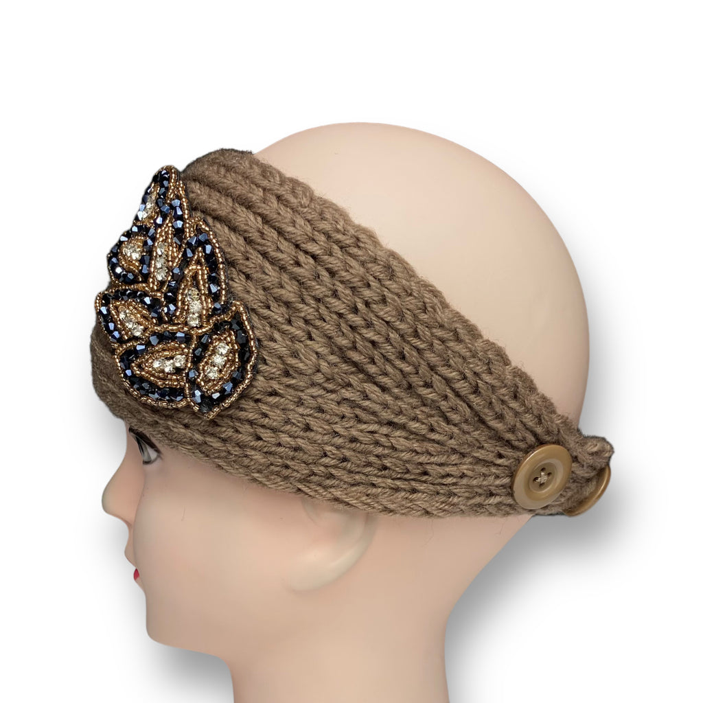 Women's Winter Knit Wool Headband – Ear Warmer Turban Hat - Brown