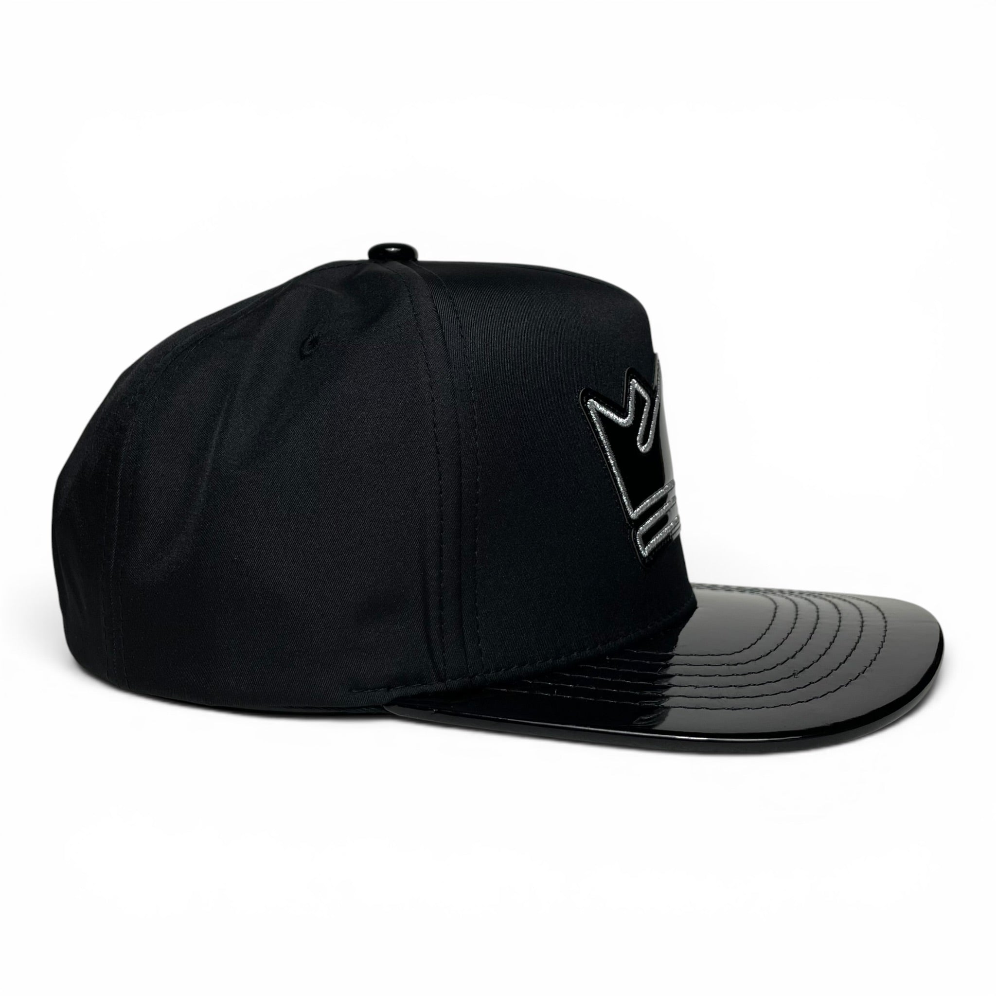 King Crown Snapback Cap, Black, Vinyl Flat Brim, Hip-Hop Style