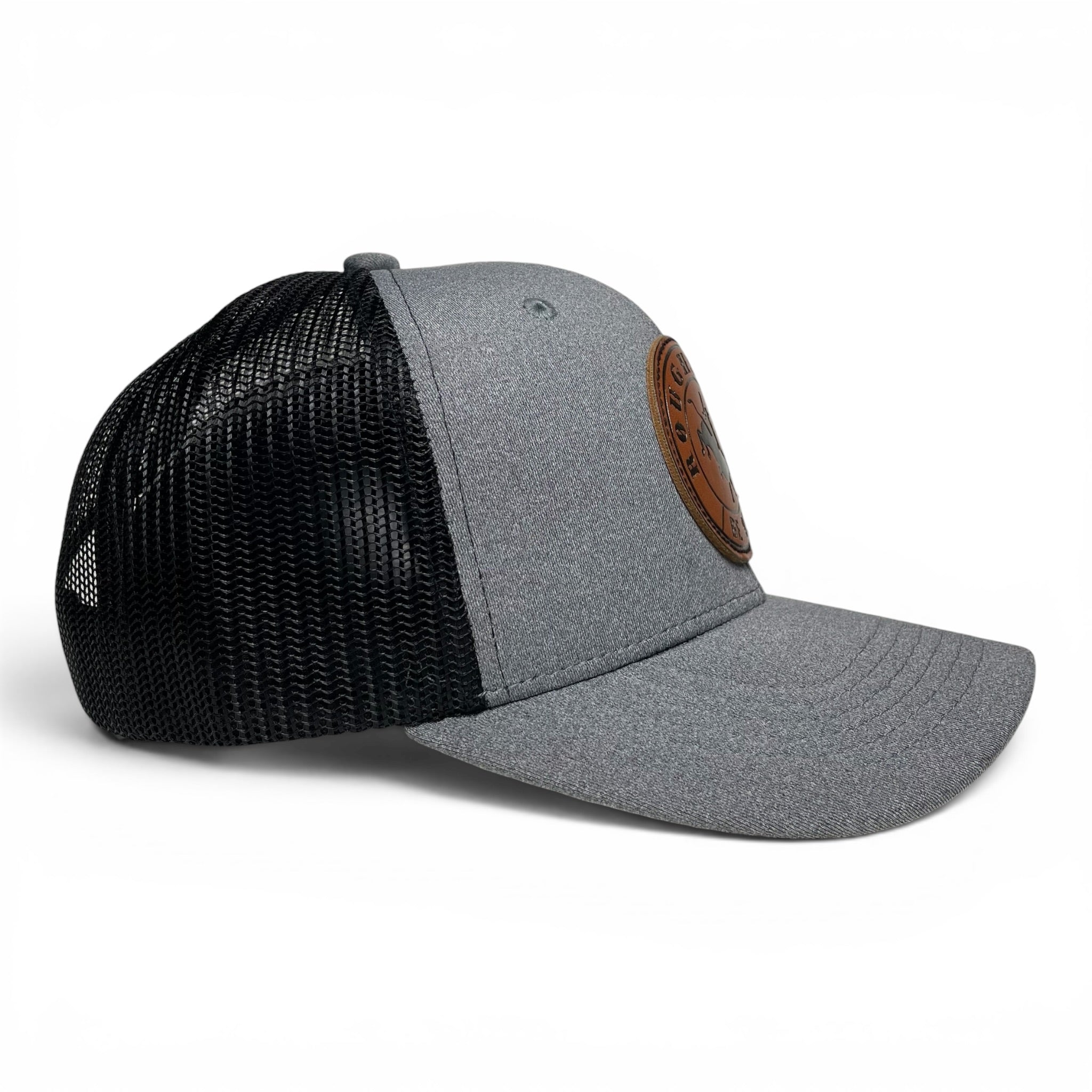 Roughstock Rodeo Bull Leather Patch Trucker Snapback Cap