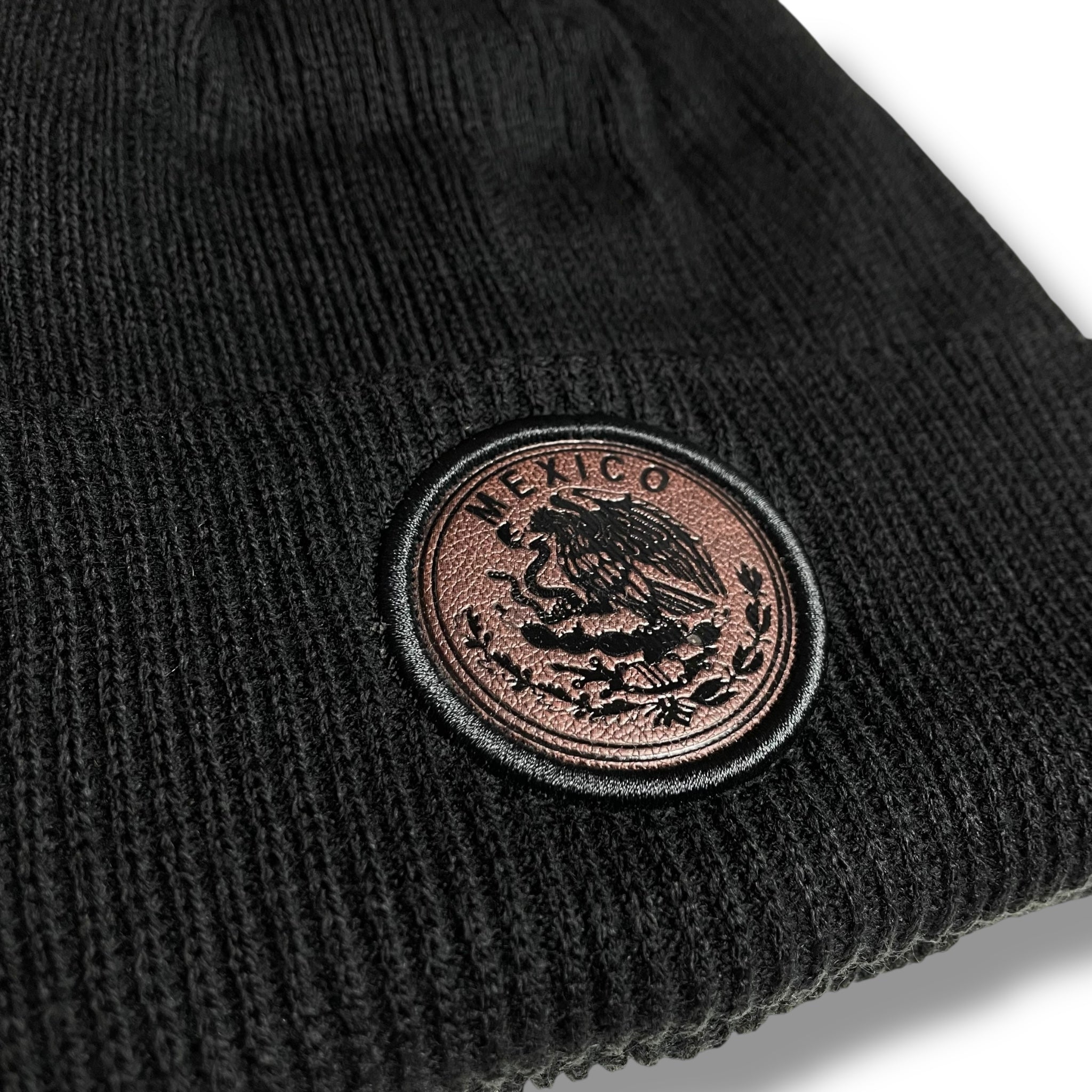 Mexico Eagle leather Patch Winter Beanie Hat