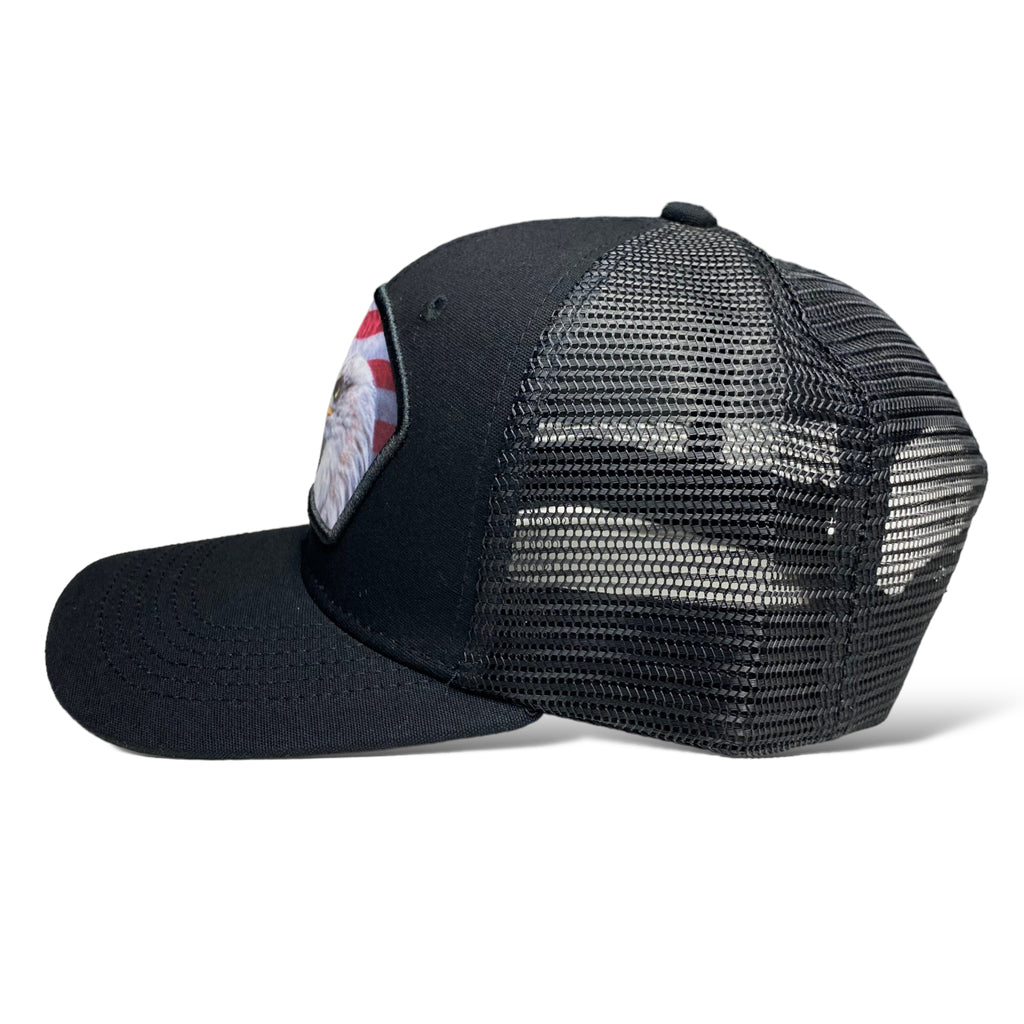 USA Eagle Flag Trucker Cap - Patriotic Hat with Printed Patch