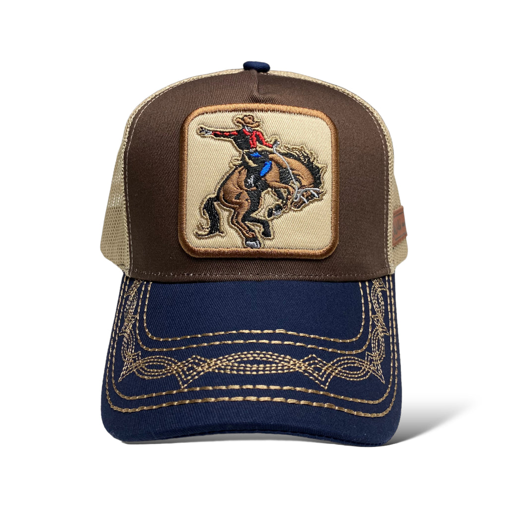 Cowboy Bucking Horse Bronc Riding Roundup Snapback Trucker Baseball Cap Hat