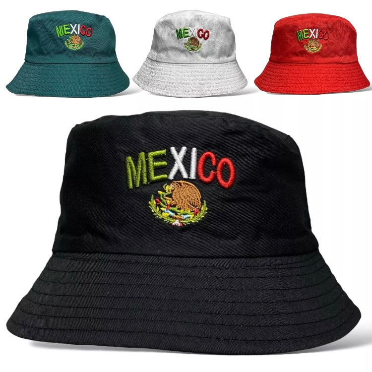 Mexico Flag Embroidered Bucket Hat - Sun Protection, Hiking, Fishing, Beach Hat