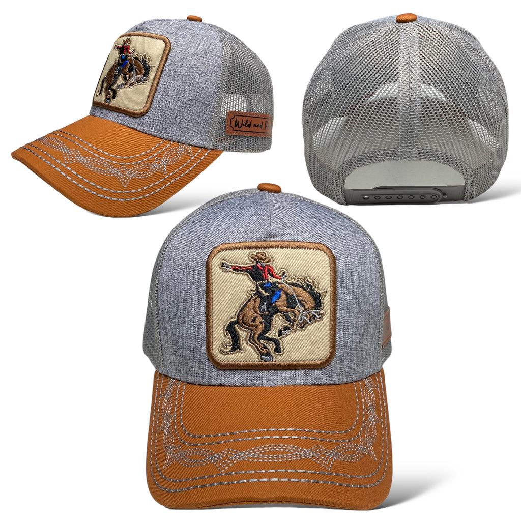 Cowboy Bucking Horse Bronc Riding Roundup Snapback Trucker Baseball Cap Hat