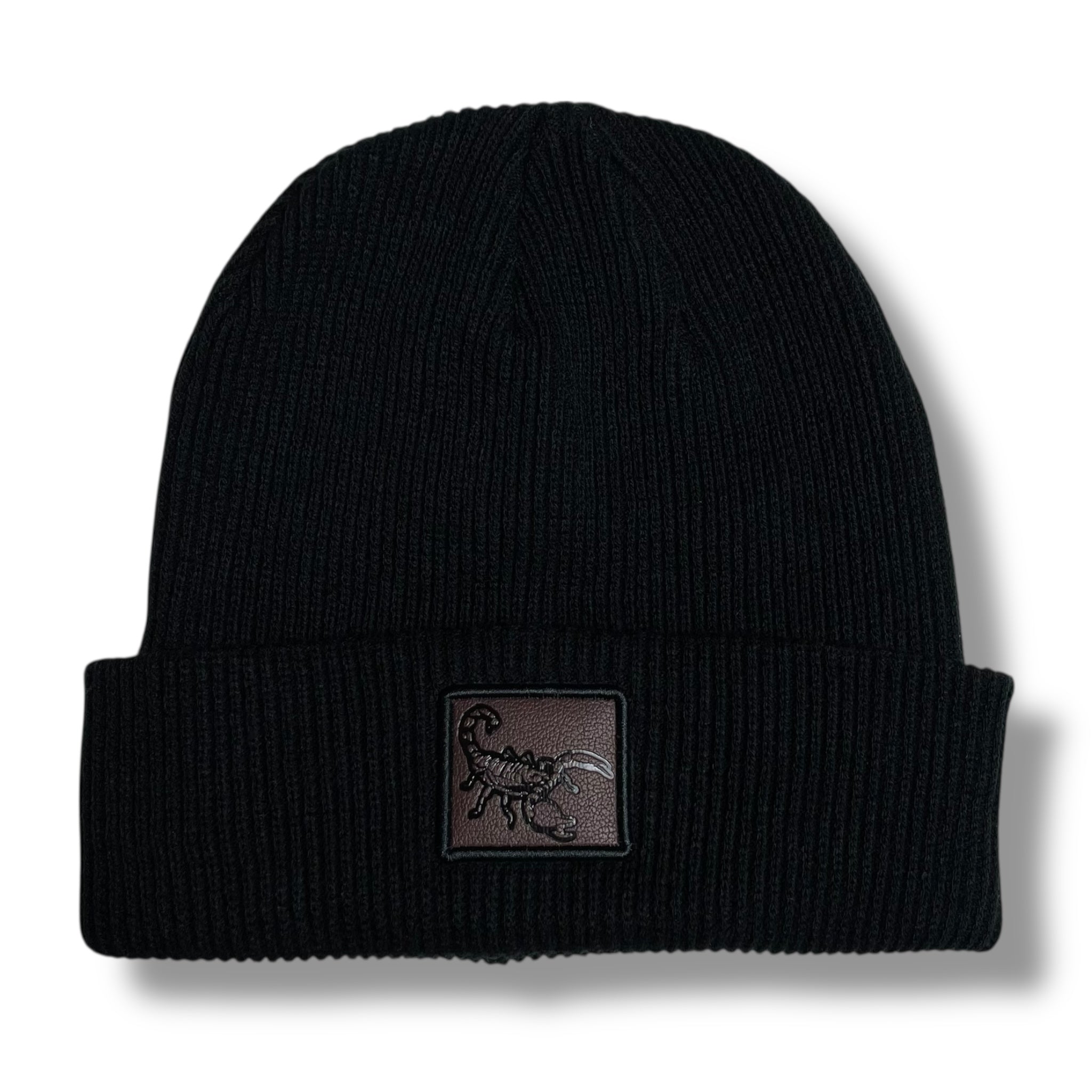 Scorpion leather Patch Winter Beanie Hat