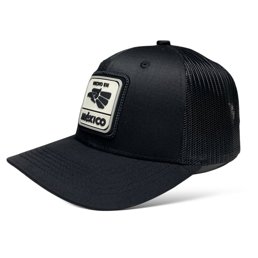 Trucker Cap with 3D PVC Rubber 'Hecho en México' Patch | Black Mesh Snapback Hat