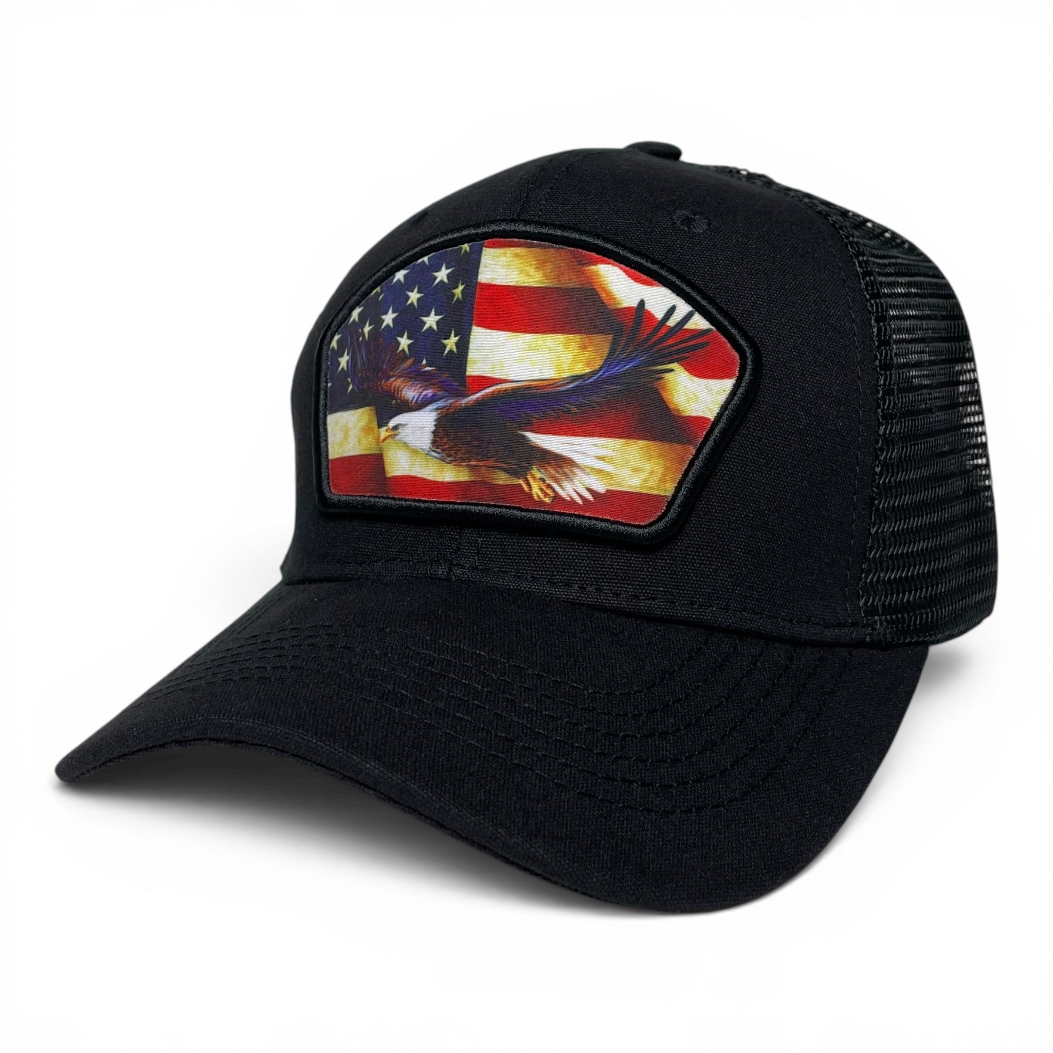 American Eagle USA Flag Patch Snapback Trucker Hat