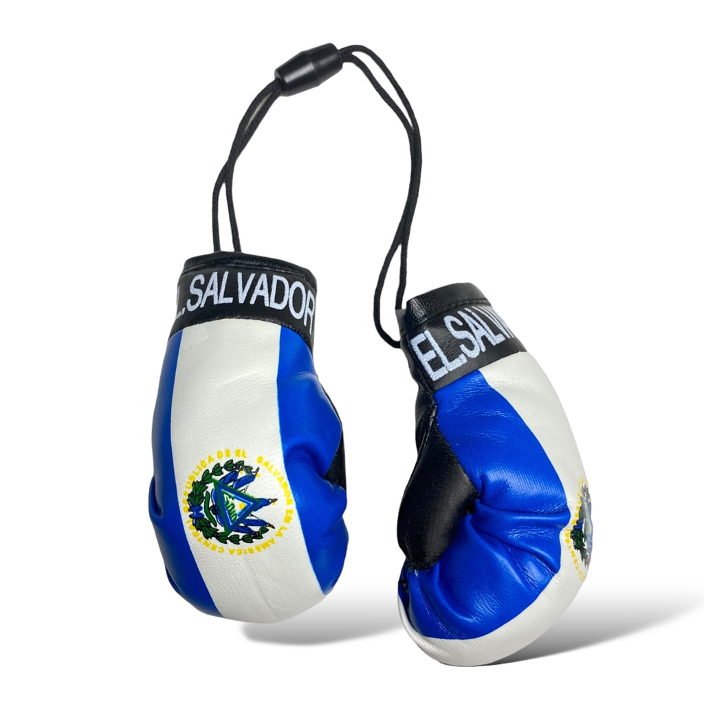 Mini Boxing Gloves with El Salvador Flag - Ideal for Displaying on Car Rearview Mirror