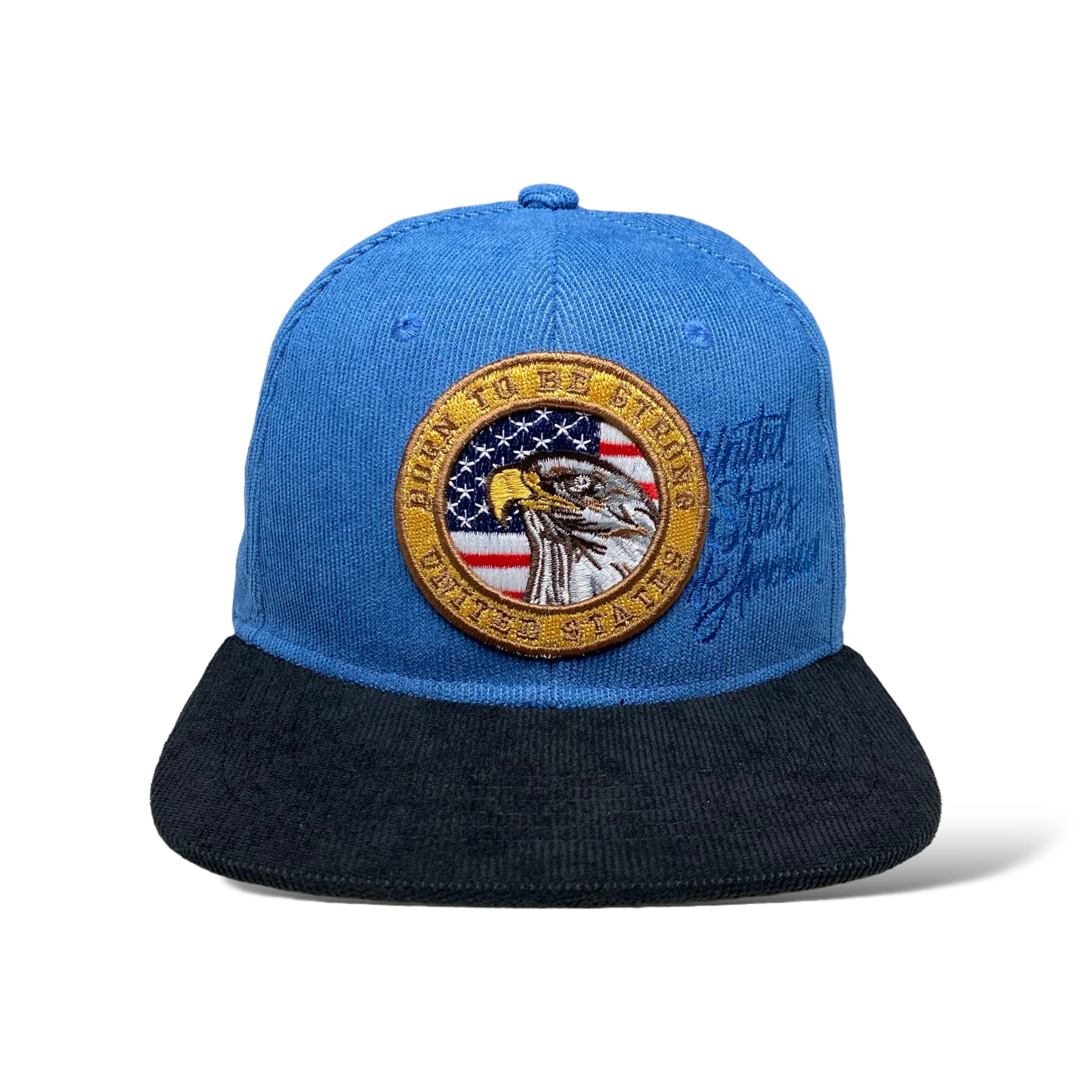 Born to Be Strong Eagle USA Flag Snapback Cap, Corduroy, Flat Brim