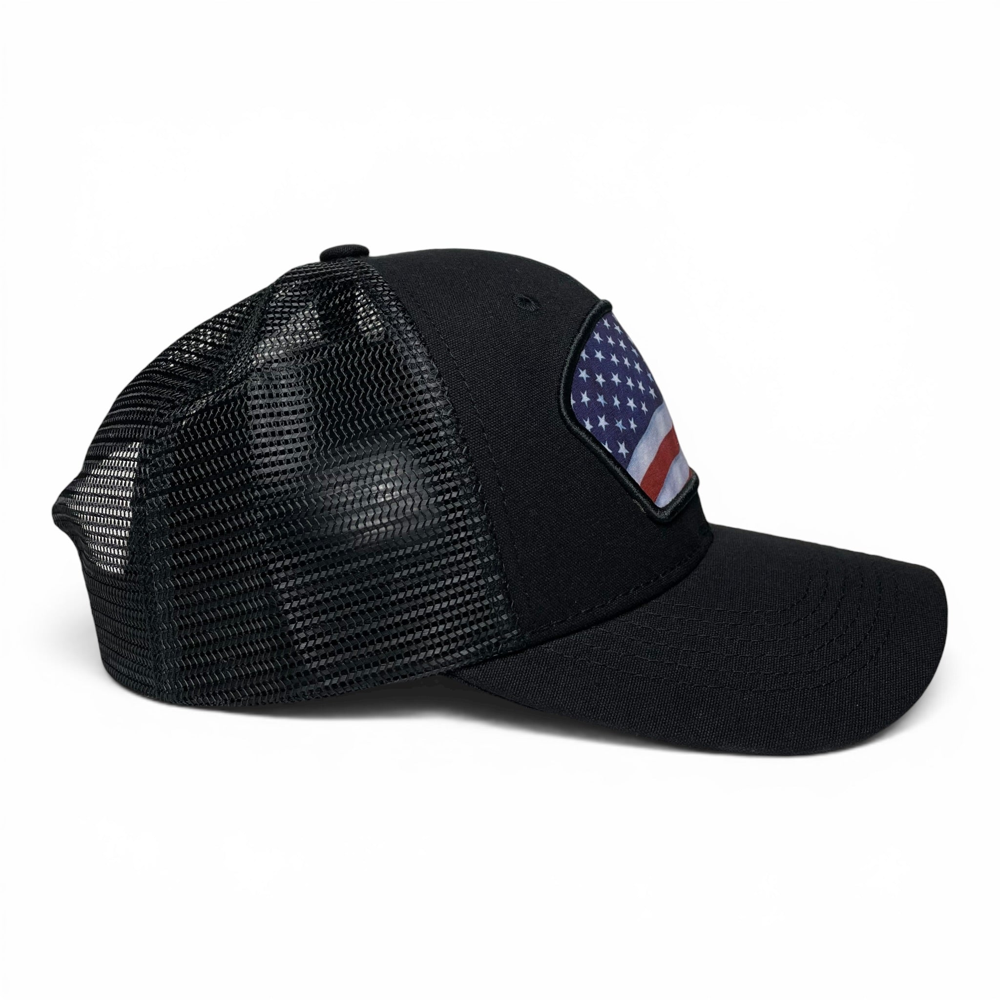 American Flag Patch Trucker Snapback Hat
