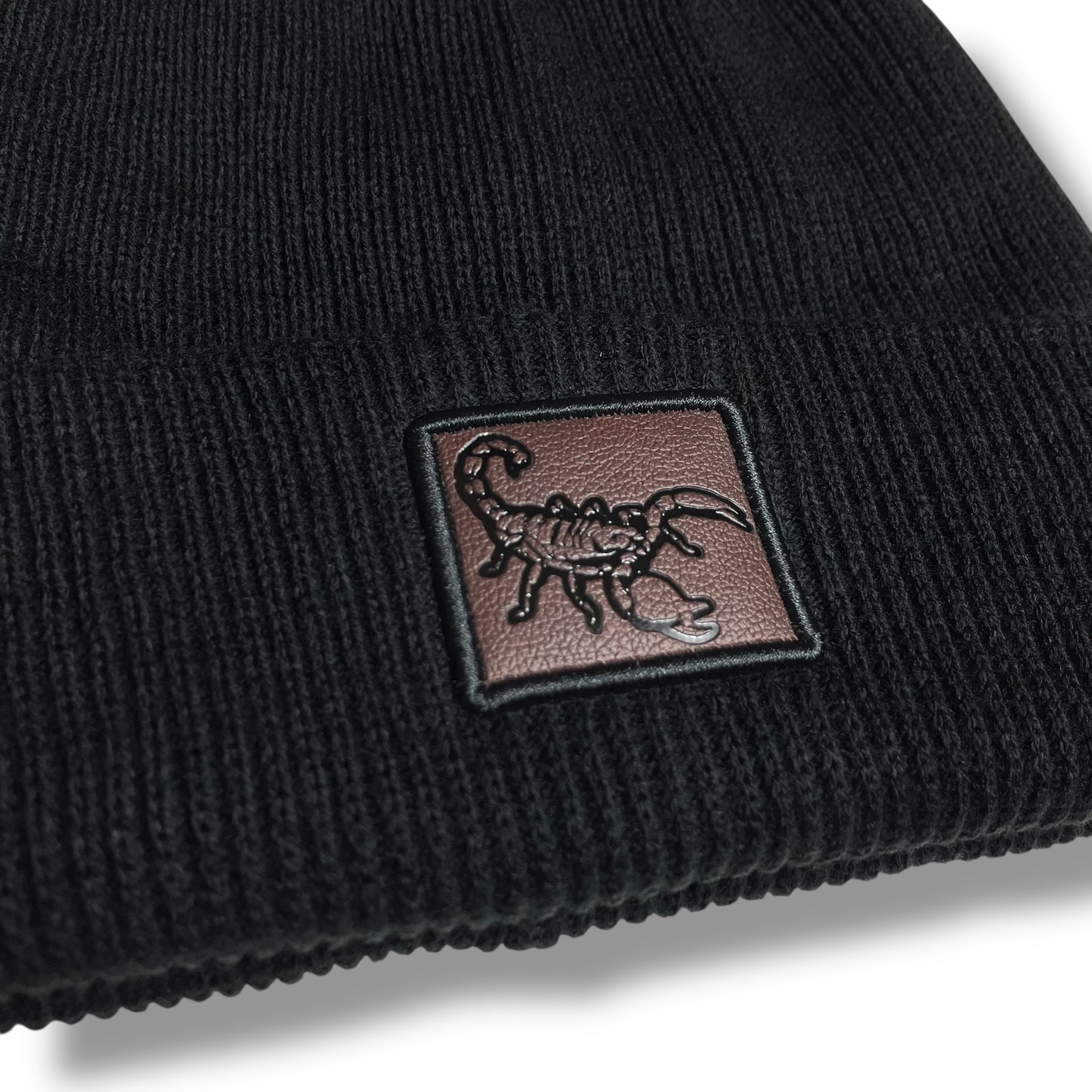 Scorpion leather Patch Winter Beanie Hat