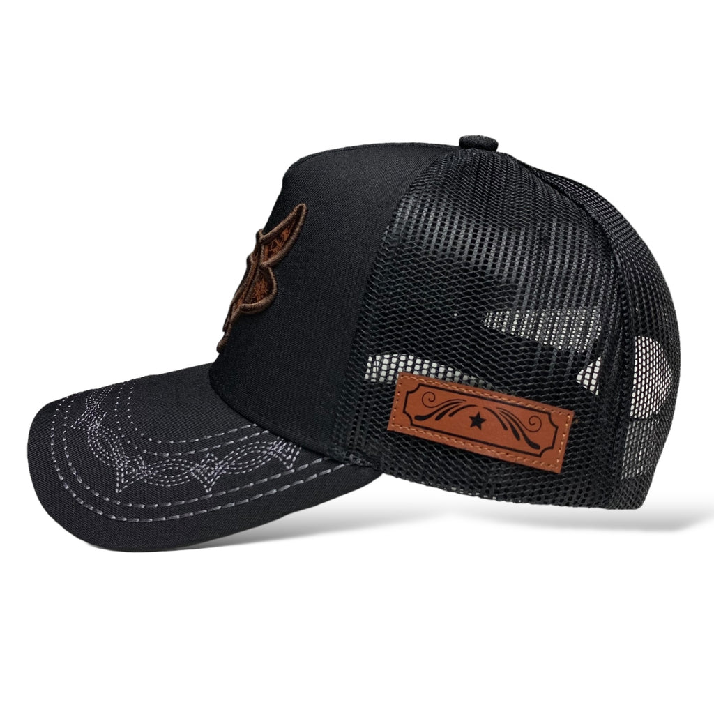 Western Style Trucker Hat with 3D Bull Head Embroidery | Wholesale