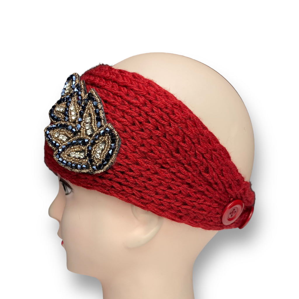 Women's Winter Knit Wool Headband – Ear Warmer Turban Hat - Red